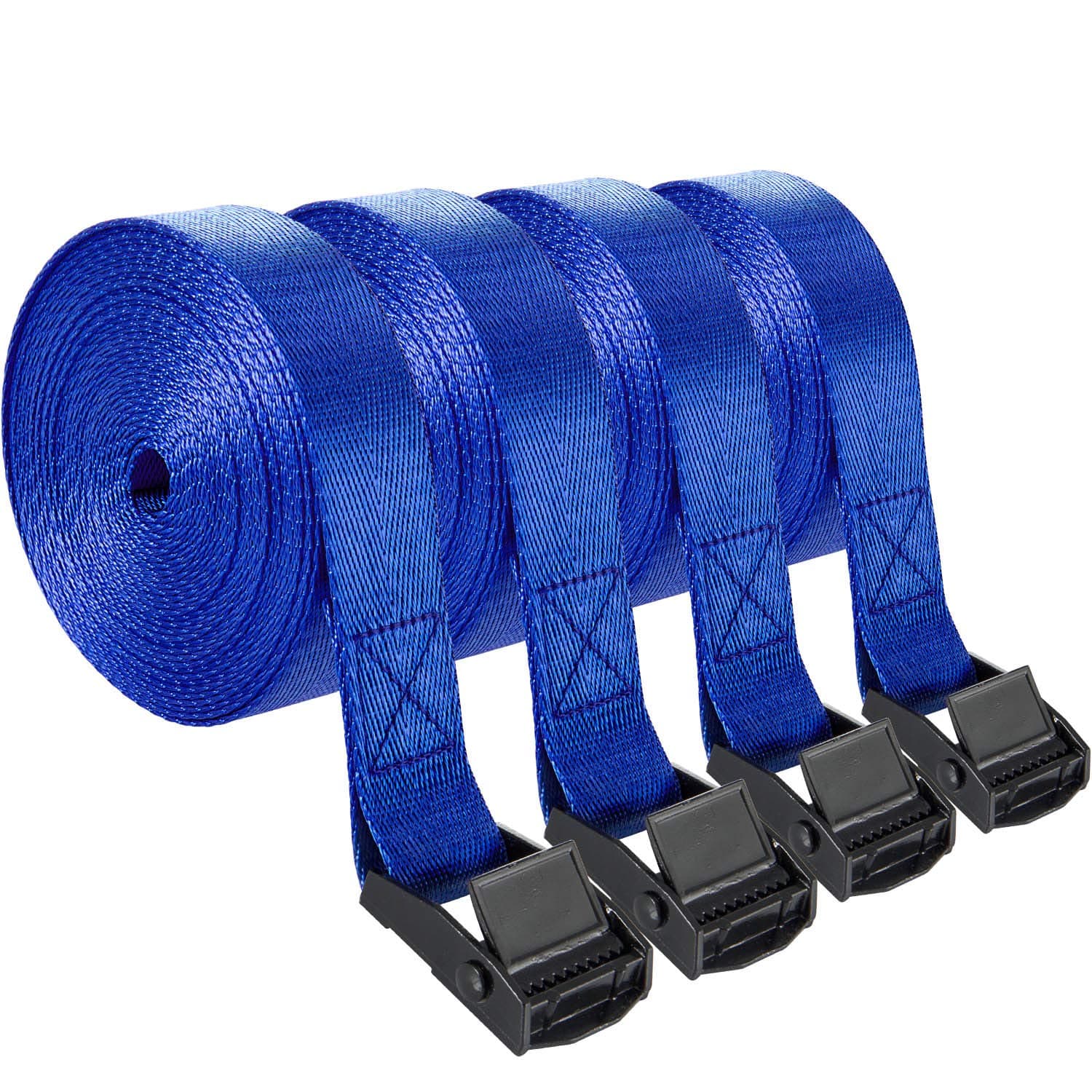 MOOKLIN Adjustable Heavy Duty Tensioning Belts 4 Packs Tie Down Straps Tensioning Belts Lashing Strap Trailer, 5 m x 2.5 cm, for Mounting on Bicycle Motorcycle Carriers, Car Luggage Cargo Trailer
