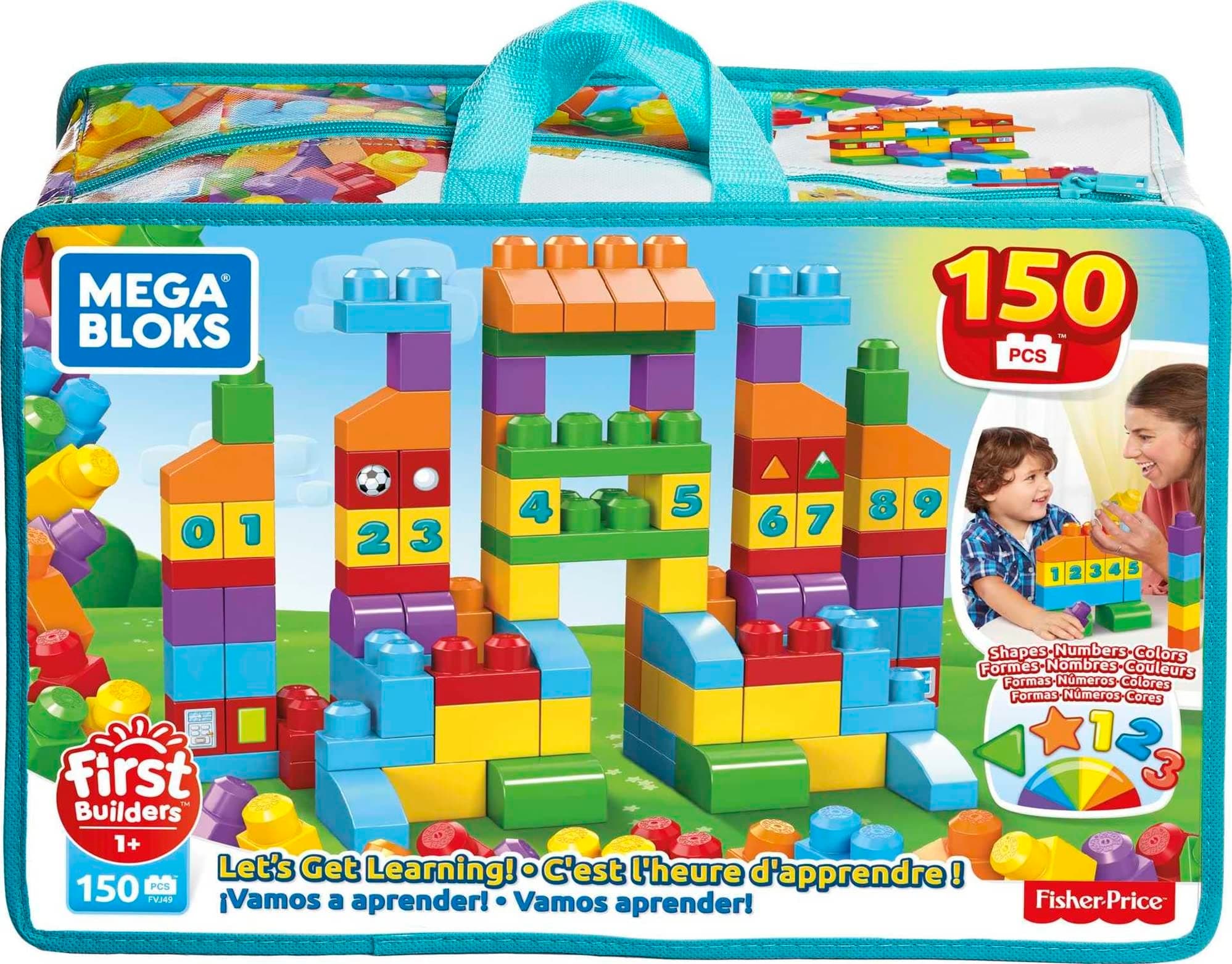 MEGA BLOKS Let's Get Learning Toy Building Set with 150 Big Building Blocks, Educational Gift Set for Boys and Girls, Ages 1 and up?