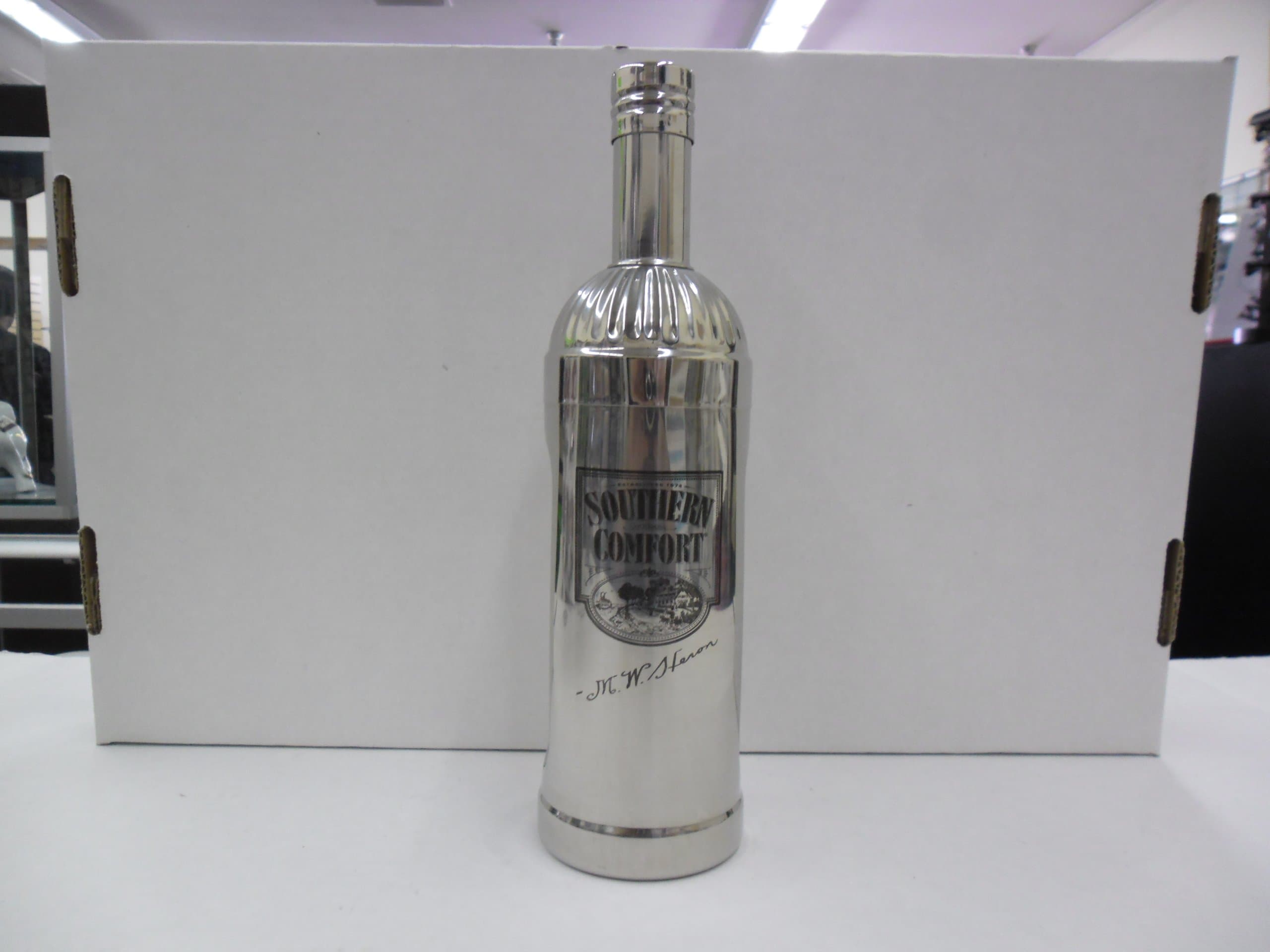 Vintage Southern Comfort Liqueur Bottle Shape 3 Piece Stainless Steel Cocktail Shaker