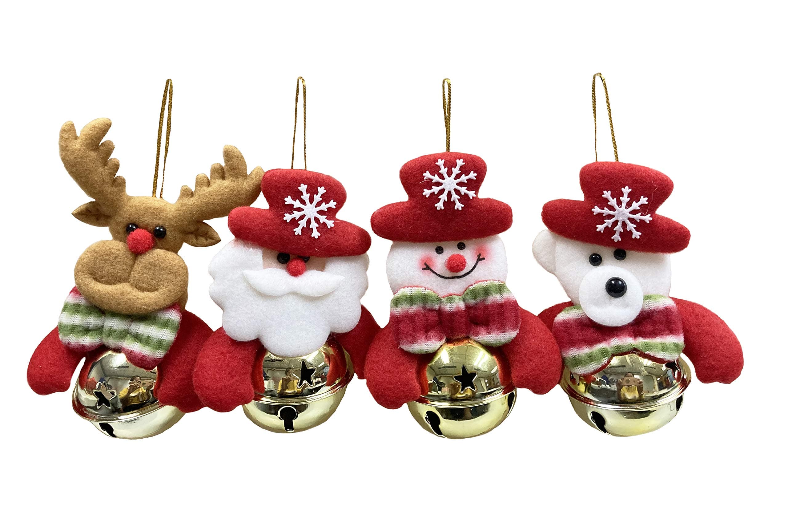 Prudance Christmas Hanging Jingle Bells for Christmas Tree Ornaments,Door,Xmas Decorations (4 PCS)
