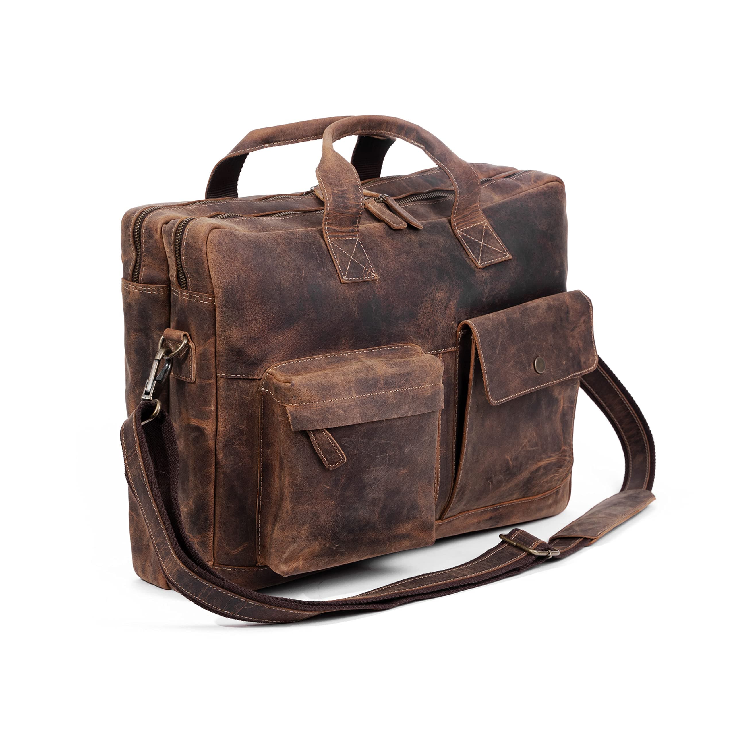 Leather briefcase 18 Inch Laptop Messenger Bags for Men and Women Best Office...