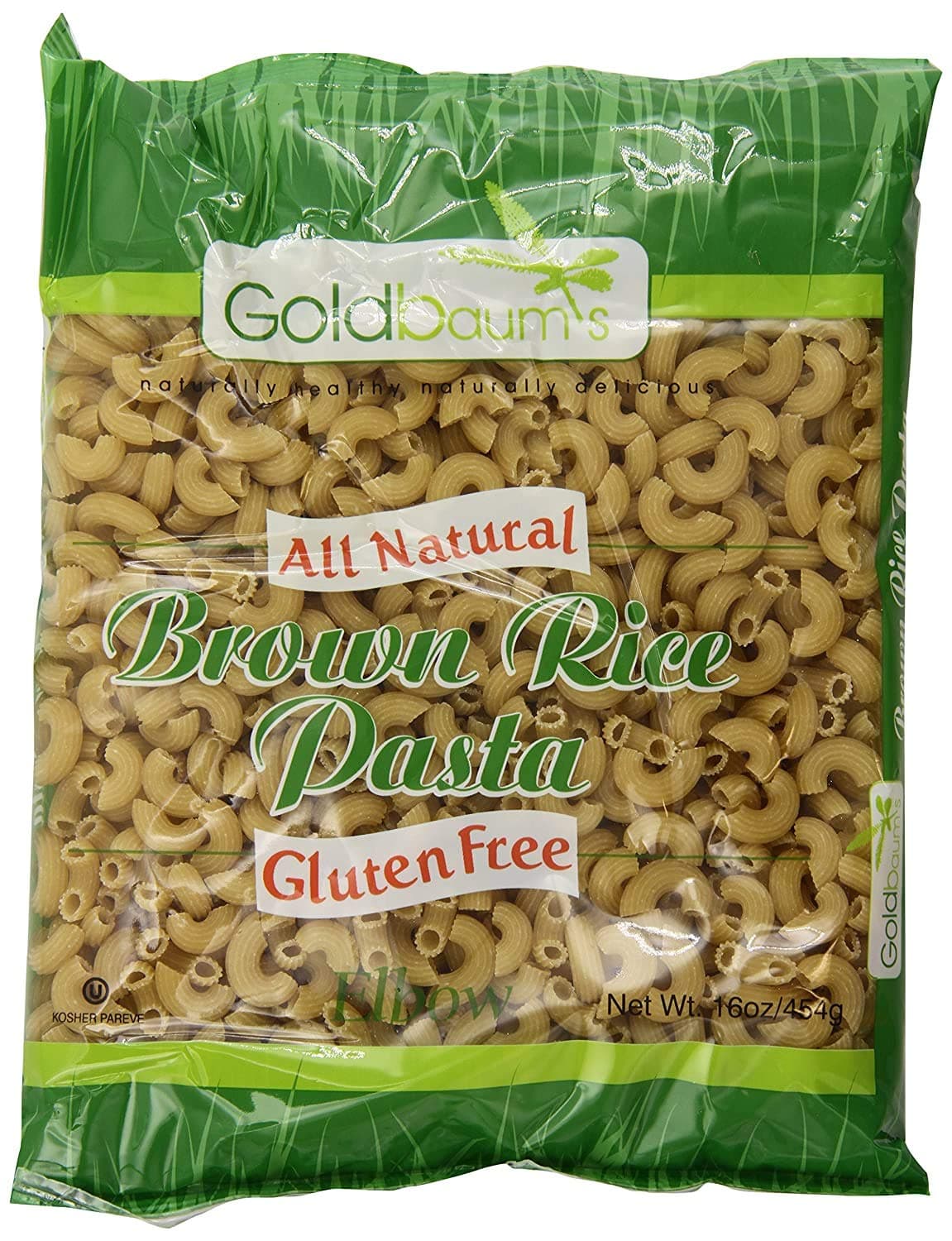 Goldbaums Gluten Free Brown Rice Elbows Pasta - Whole Grain Elbow Macaroni Pasta, Low Fat, Cholesterol Free, Sodium Free, Egg Free, Wheat Free, Non GMO - 16 Ounce Pack (454 Grams)