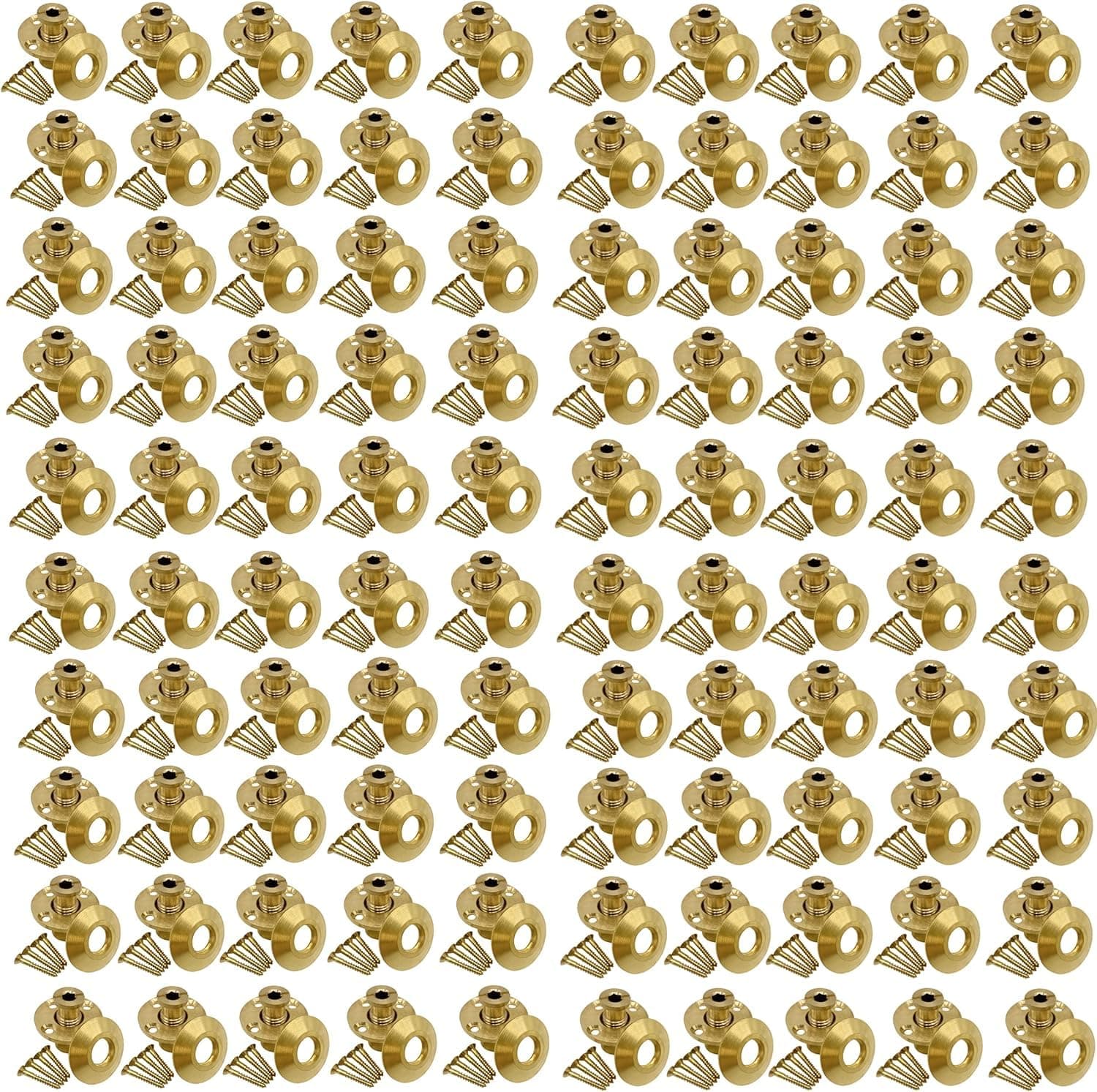 Poolzilla Pool Safety Cover Brass Anchor with Collar for Wood Decks - 100 Pack - Universal Fit