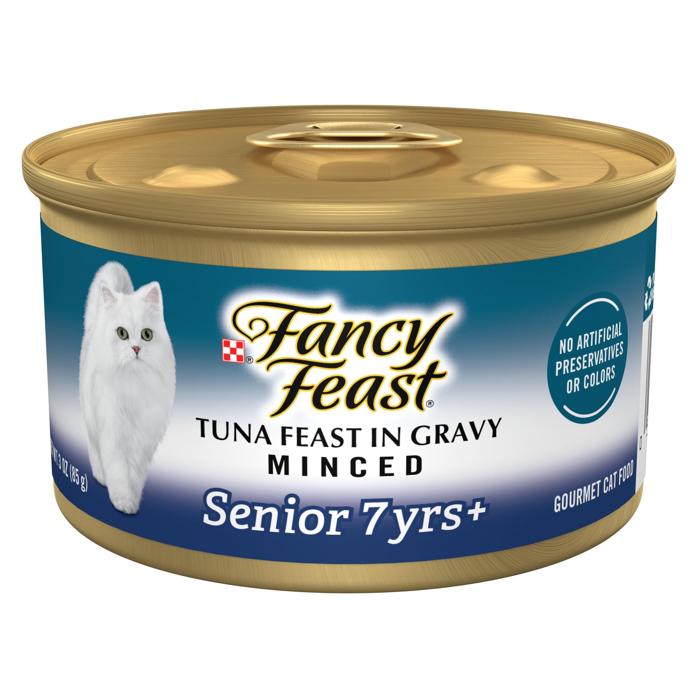 Purina Fancy Feast Senior Wet Cat Food 7 Years Plus Tuna Feast In Gravy Minced - (Pack of 24) 3 oz. Cans