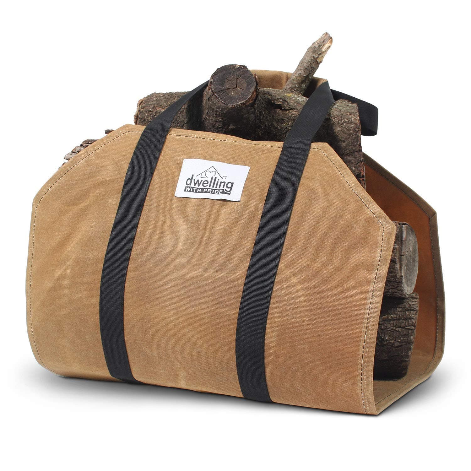 Large-Capacity Firewood Carrier with Strong Handles, Sturdy Waxed Canvas Log Carrier - Water-Resistant Firewood Holder Indoor - Thick Canvas Log Carrier, Fire Wood Bag