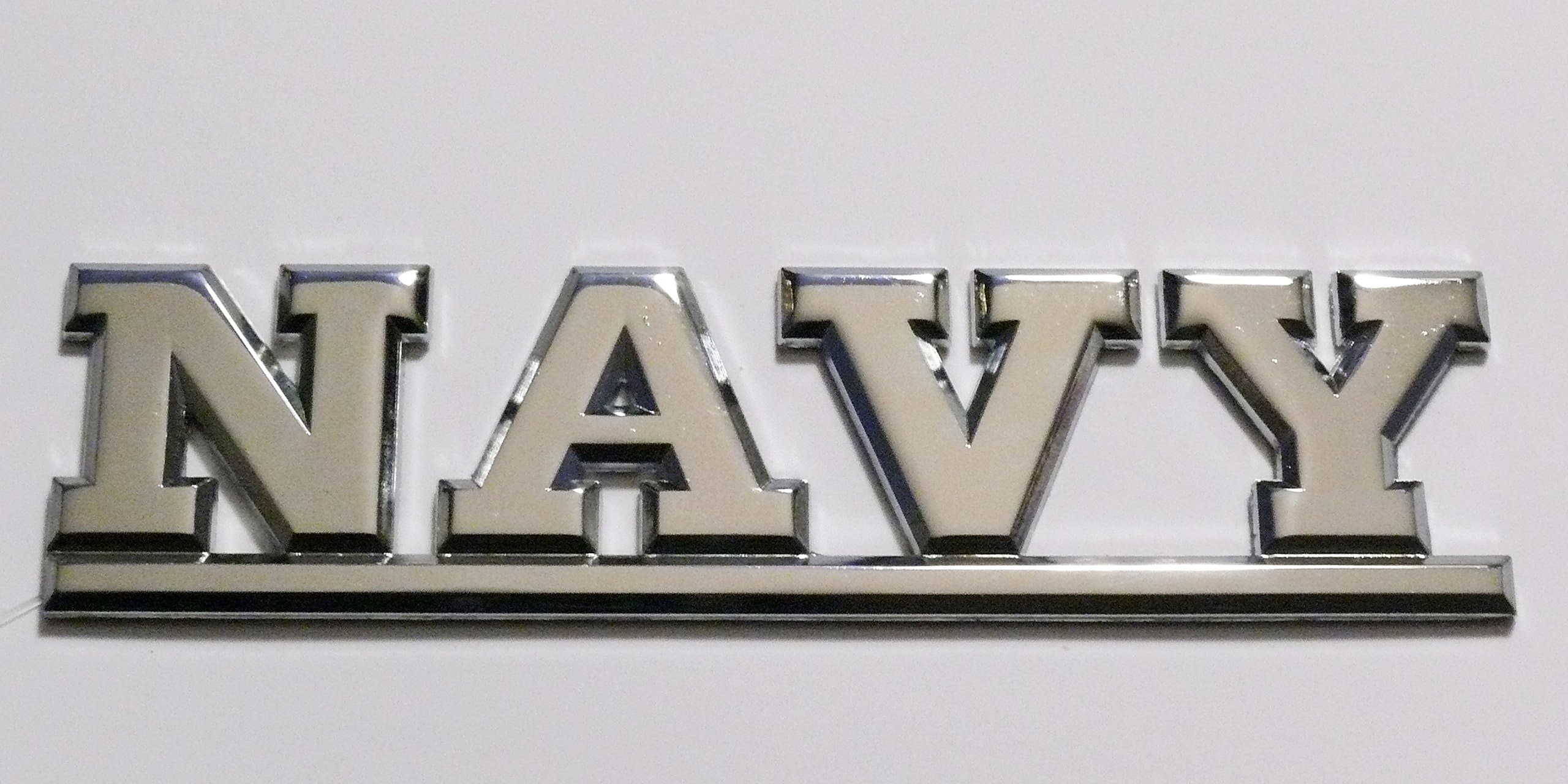 NAVY Emblem - Chrome Electroplated Die Cast Metal - 6.0"W x 1.5"H x .125"D