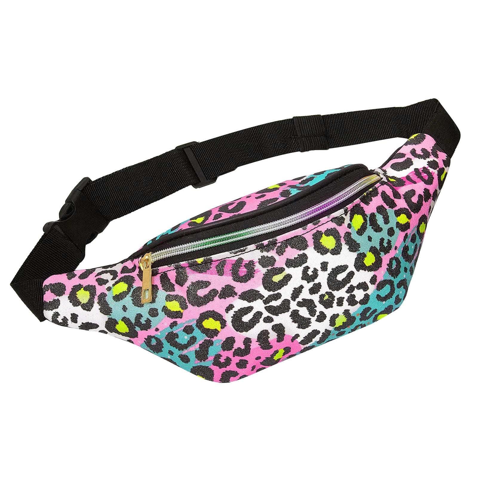 QtGirlFanny Pack for Kids, Glitter Waist Bag Shiny Bags with Adjustable Belt for Children Sport Running, Camping, Trip