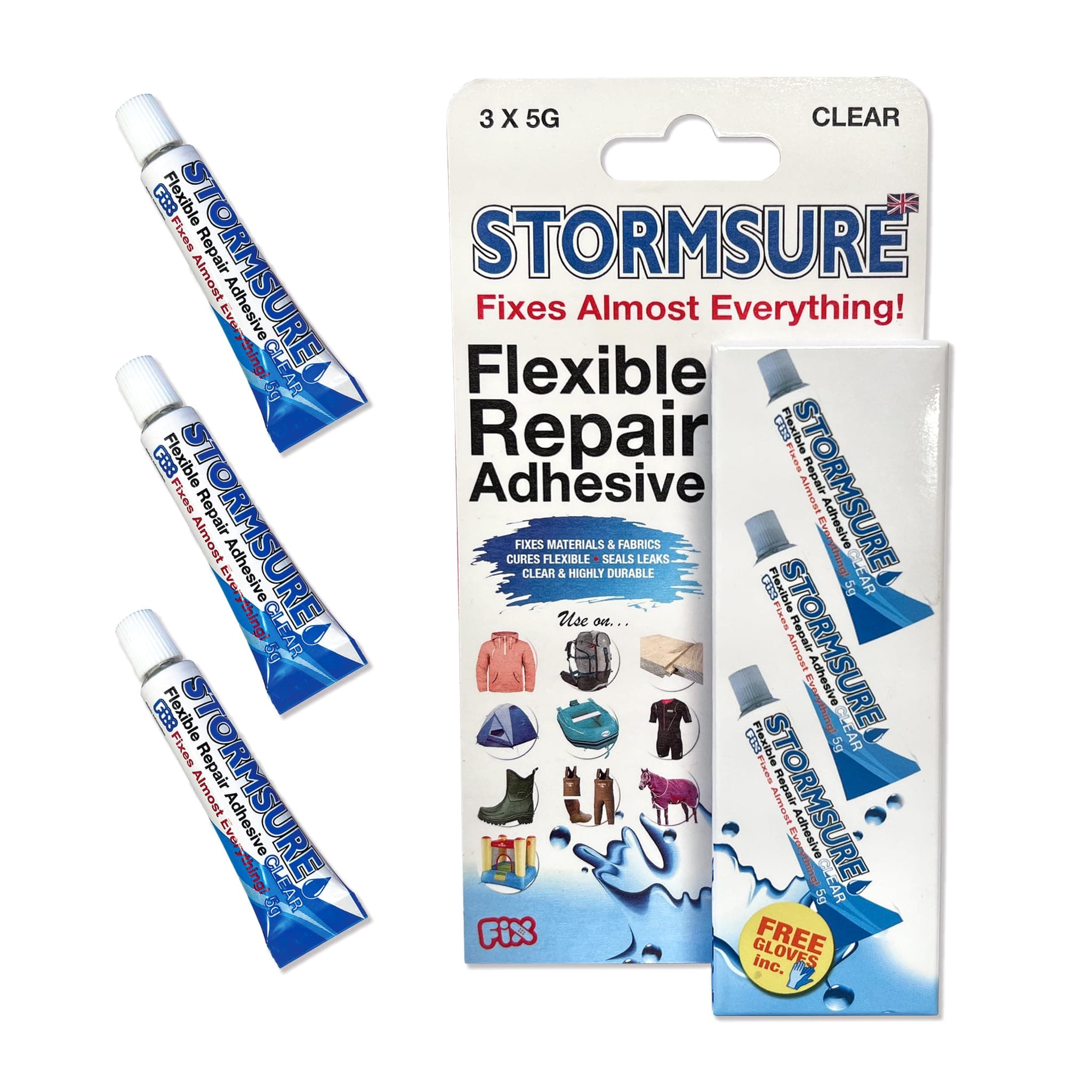 Flexible Repair Adhesive: 3 x 5g Clear Glue - Highly Durable, Waterproof Glue for All Repairs
