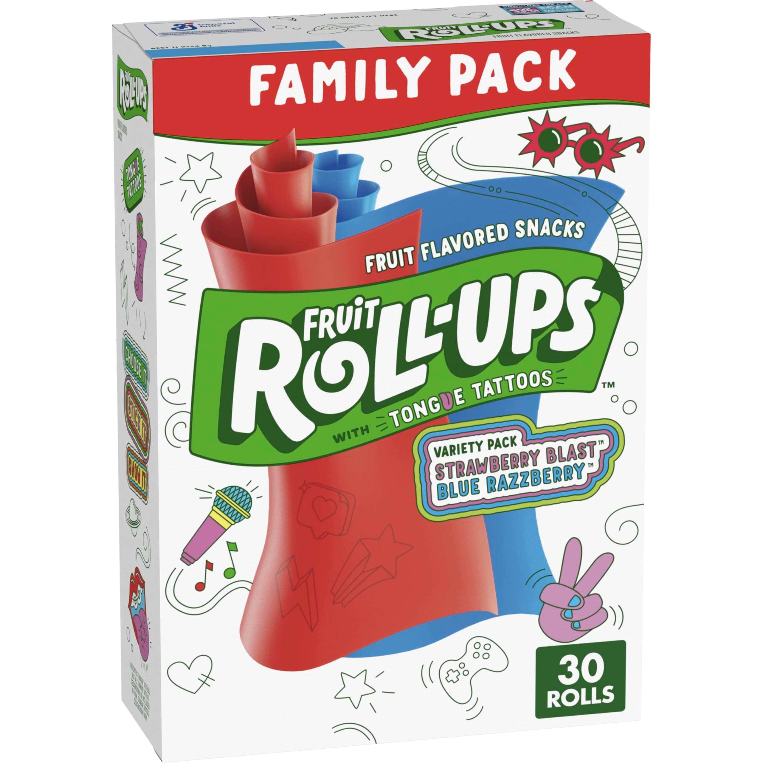 Fruit Roll-Ups Fruit Flavor Snacks, Varied Pack, 30 ct, 425 g