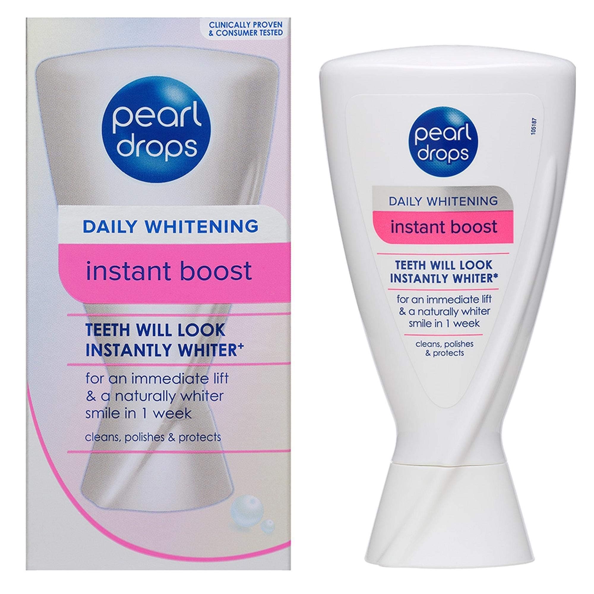 PEARL DROPS Daily Whitening Instant Boost Toothpaste 50ml-Enhance and Highlight Your Radiant Smile with an Instant whitening Boost and a Naturally Whiter Smile in just 1 Week