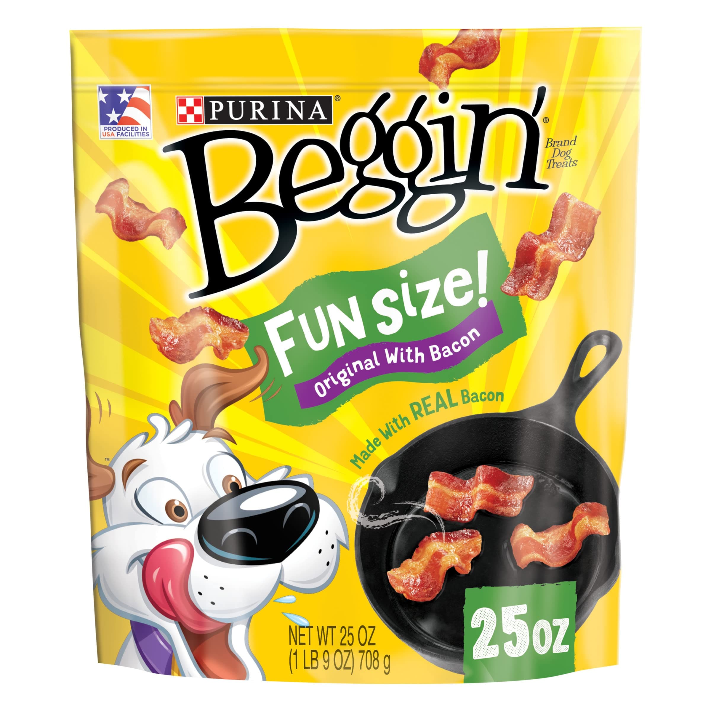 Purina Beggin' Made in USA Facilities Small Breed Dog Treats; Littles Original With Bacon - 25 oz. Pouch