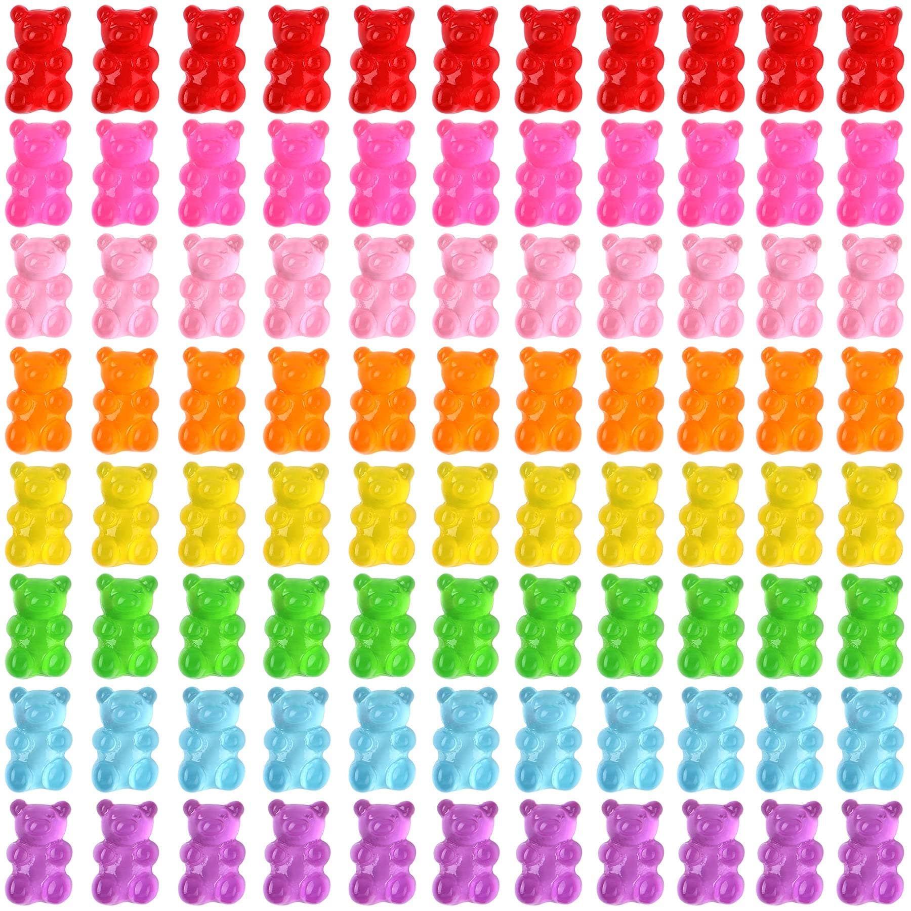 SANNIX 120 Pcs Kawaii Nail Charms - Gummy Bear Resin Charms for Nail Decoration (8 Colors)
