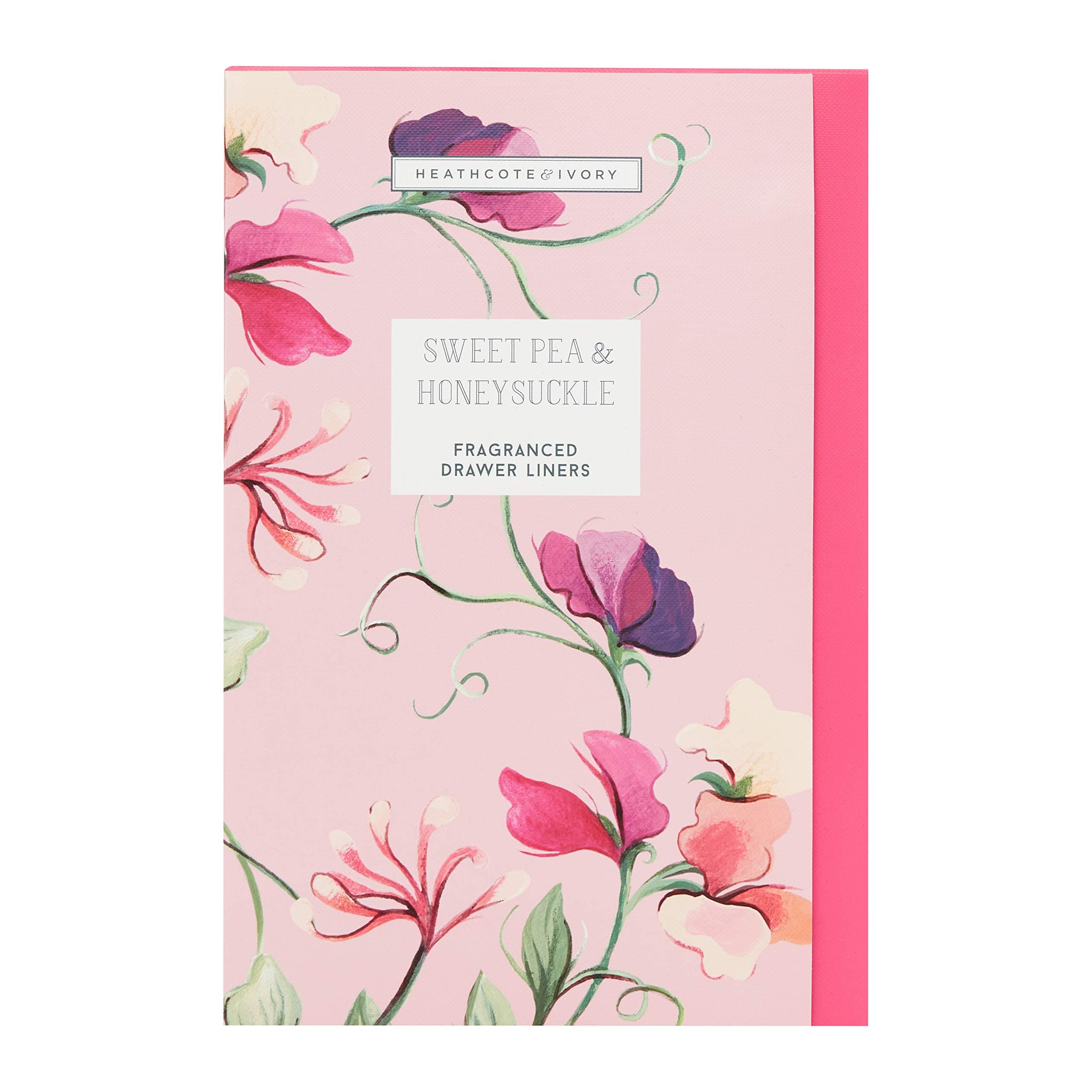 Heathcote & Ivory Fragranced Drawer Liners x5, For Wardrobes, Kitchen and Bedroom, Infused With Sweet Pea and Honeysuckle, Cruelty and Vegan Friendly, Gift For Home Lovers, Reusable Folder