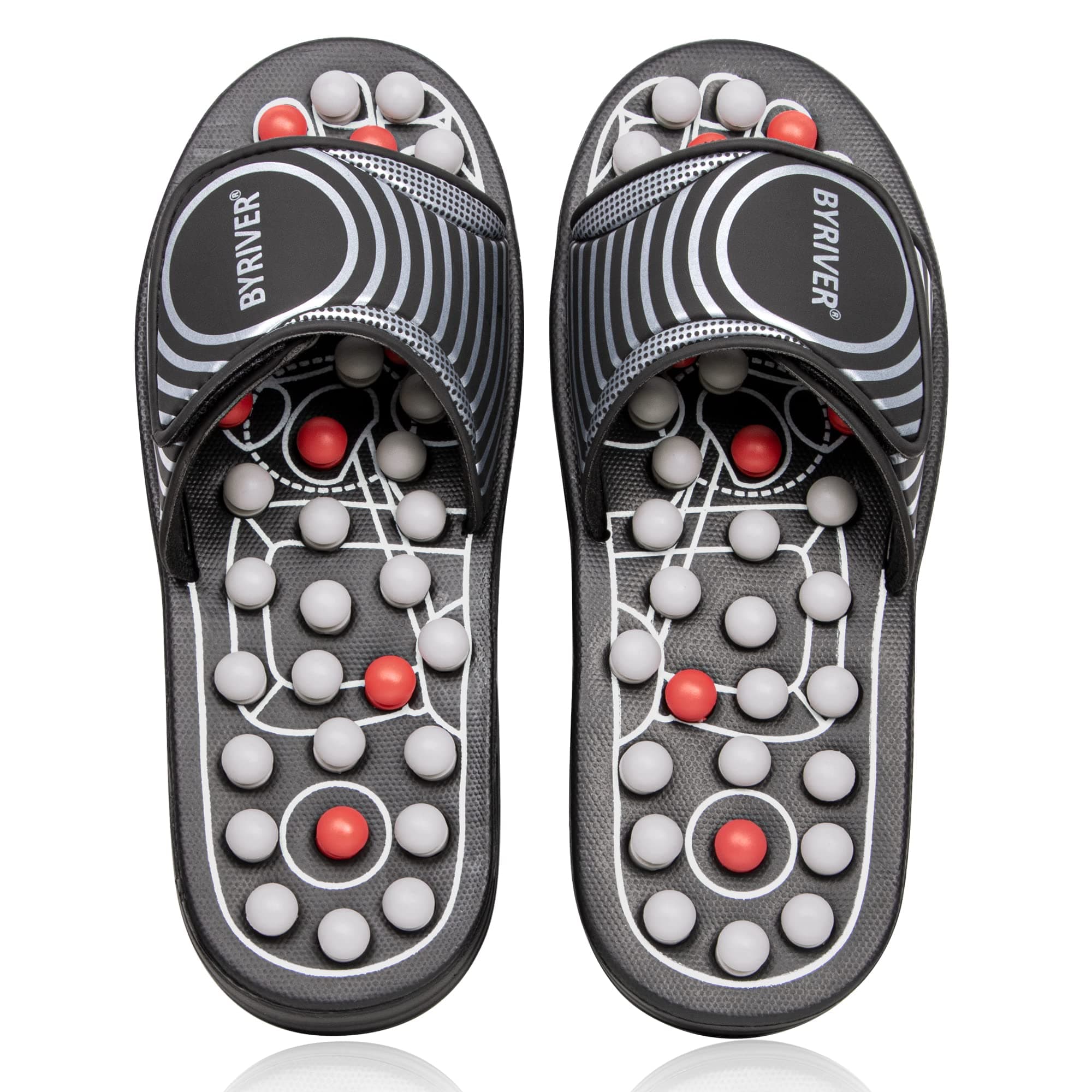 BYRIVER Therapeutic Acupuncture Massage Flip Flops for Men Women Foot Care Wellness Relaxation Massager, Helps for Plantar Fasciitis Back Heel Pain Gift for mom dad.(02M)