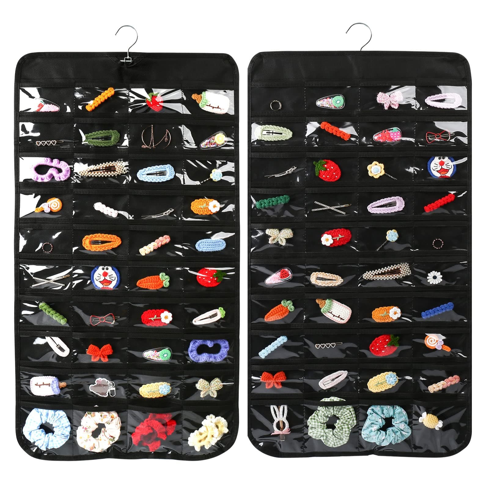 Luney Hanging Jewelry Organizer, 80 Pockets Earring Holder Organizer with Pockets for Woman, for Hanging Earrings, Necklaces, Bracelets, Rings, Storage, Closet(1PCS, No Zipper)