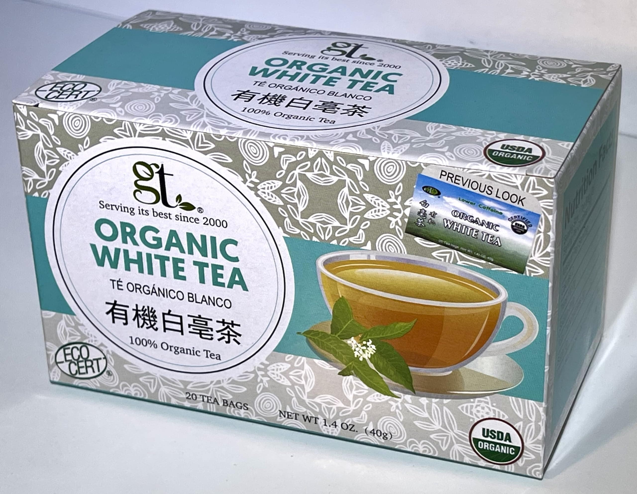 GoTo Tea 100% USDA Certified Organic White Tea (20 Tea Bags) 4-Pack