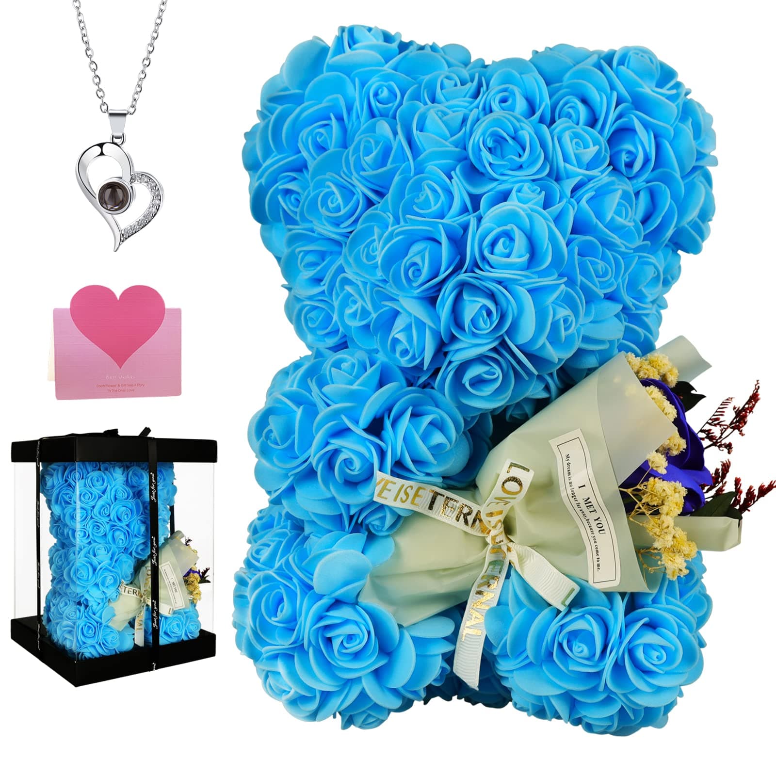 blue Rose Flower Bear