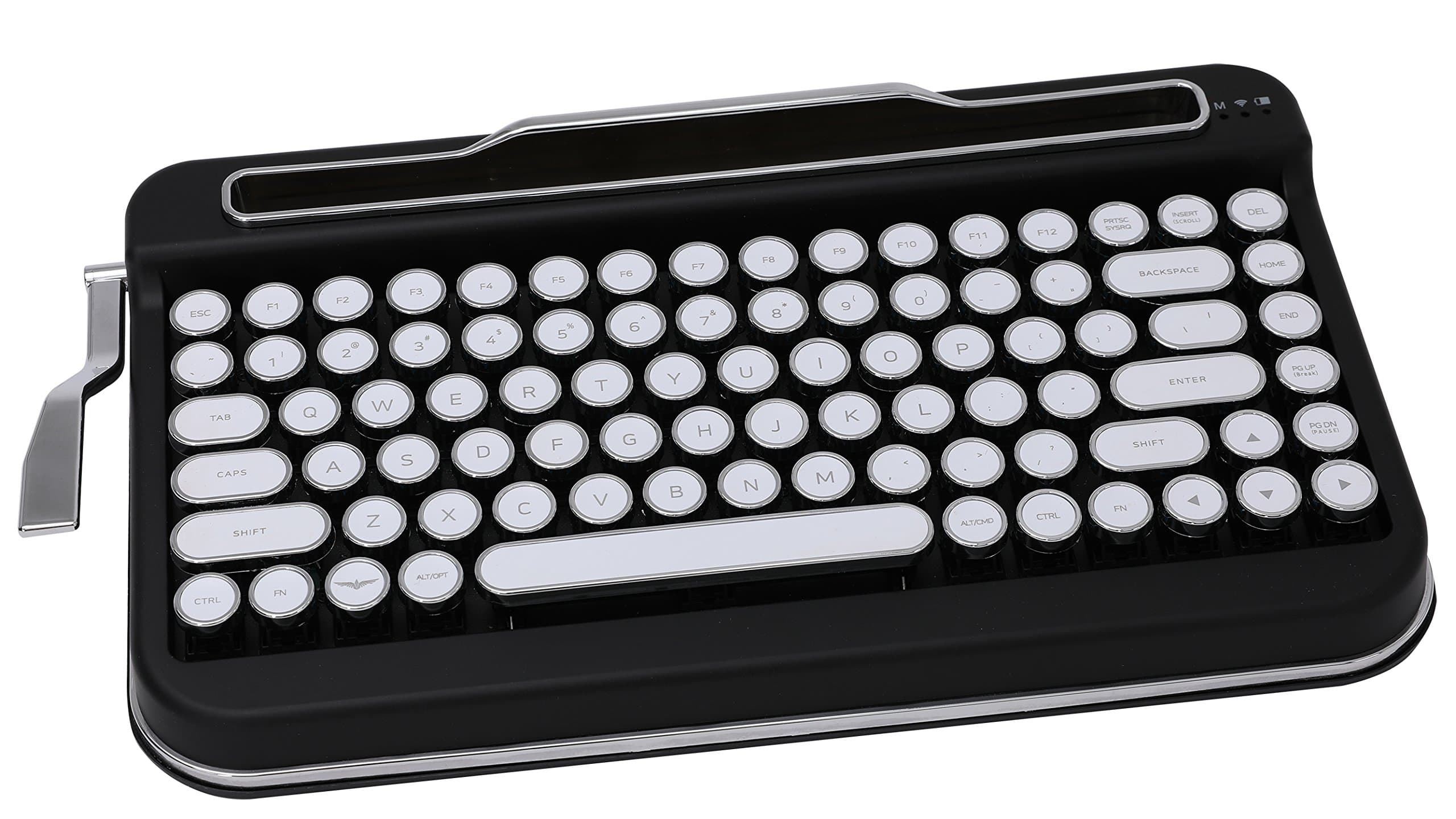 Penna Bluetooth Keyboard with White Chrome Keycap(US Language) (Switch-Cherry Mx Blue, Matte Black)
