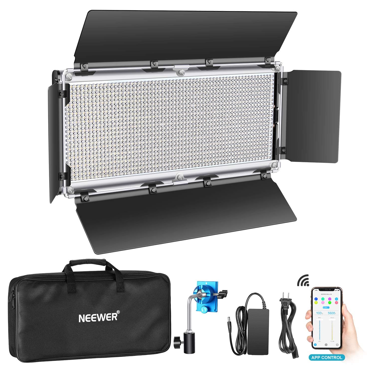 Neewer Advanced 1320 LED Dimmable Bi-Color Video Light with Barndoor