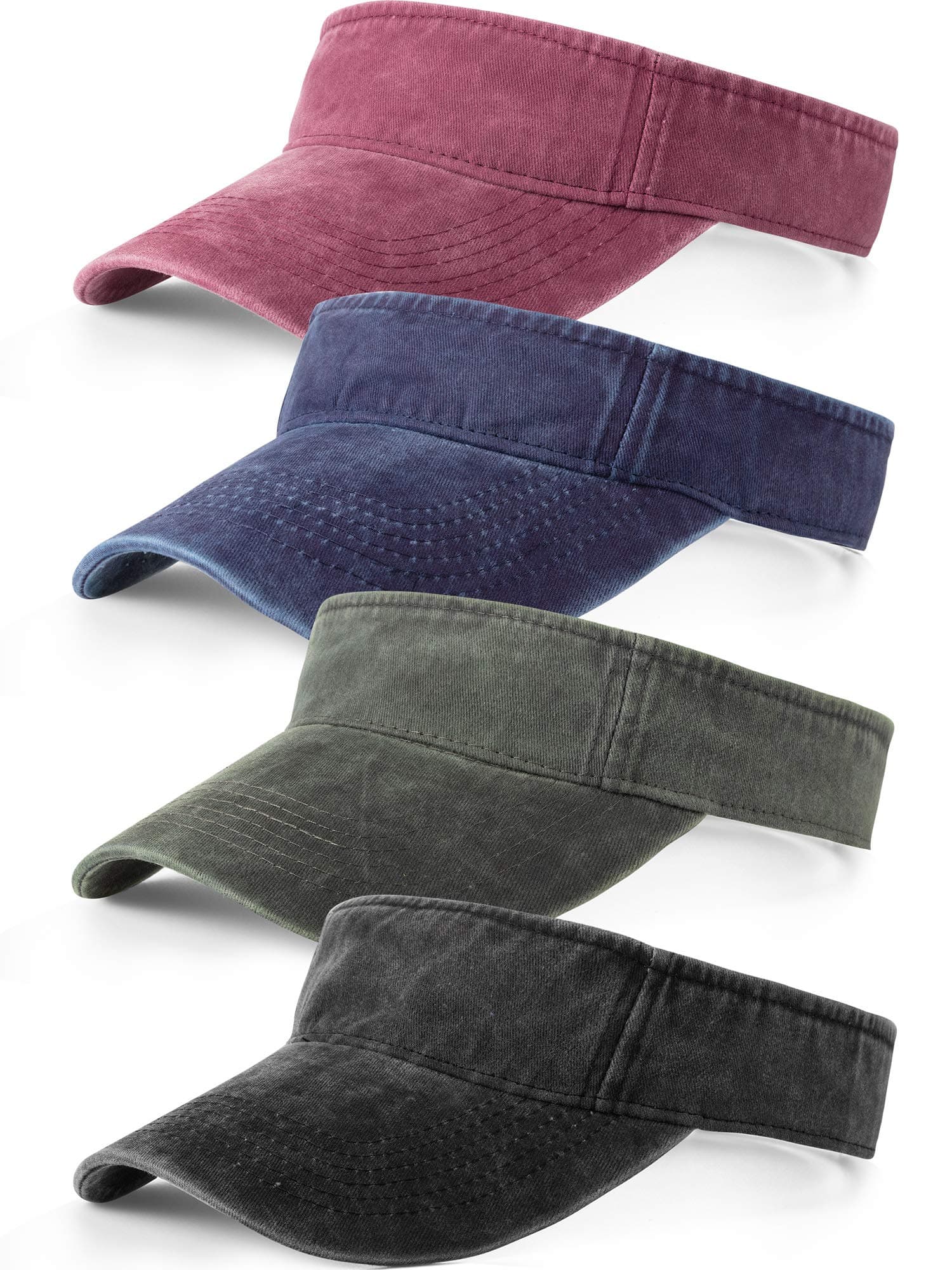 4 Pieces Sun Visor Sports Adjustable Visor Sport Wear Athletic Golf Hat for Men Women(Black, Wine Red, Dark Green, Blue)