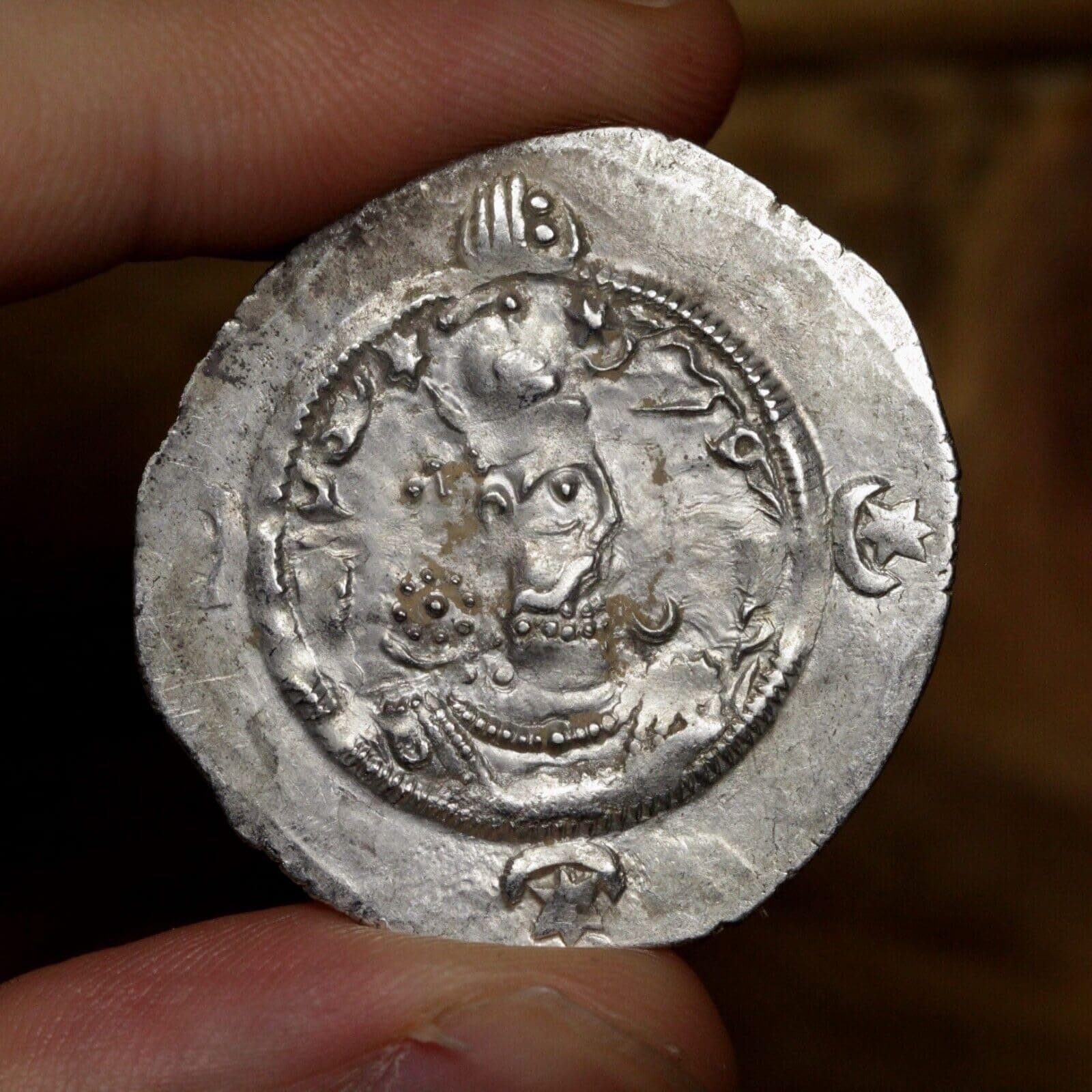 Ancient Sassanid Empire Large Silver Drachm Coin Gift Set (600 AD) with Certificate of Authenticity | Genuine Sasanian Historical Artifact