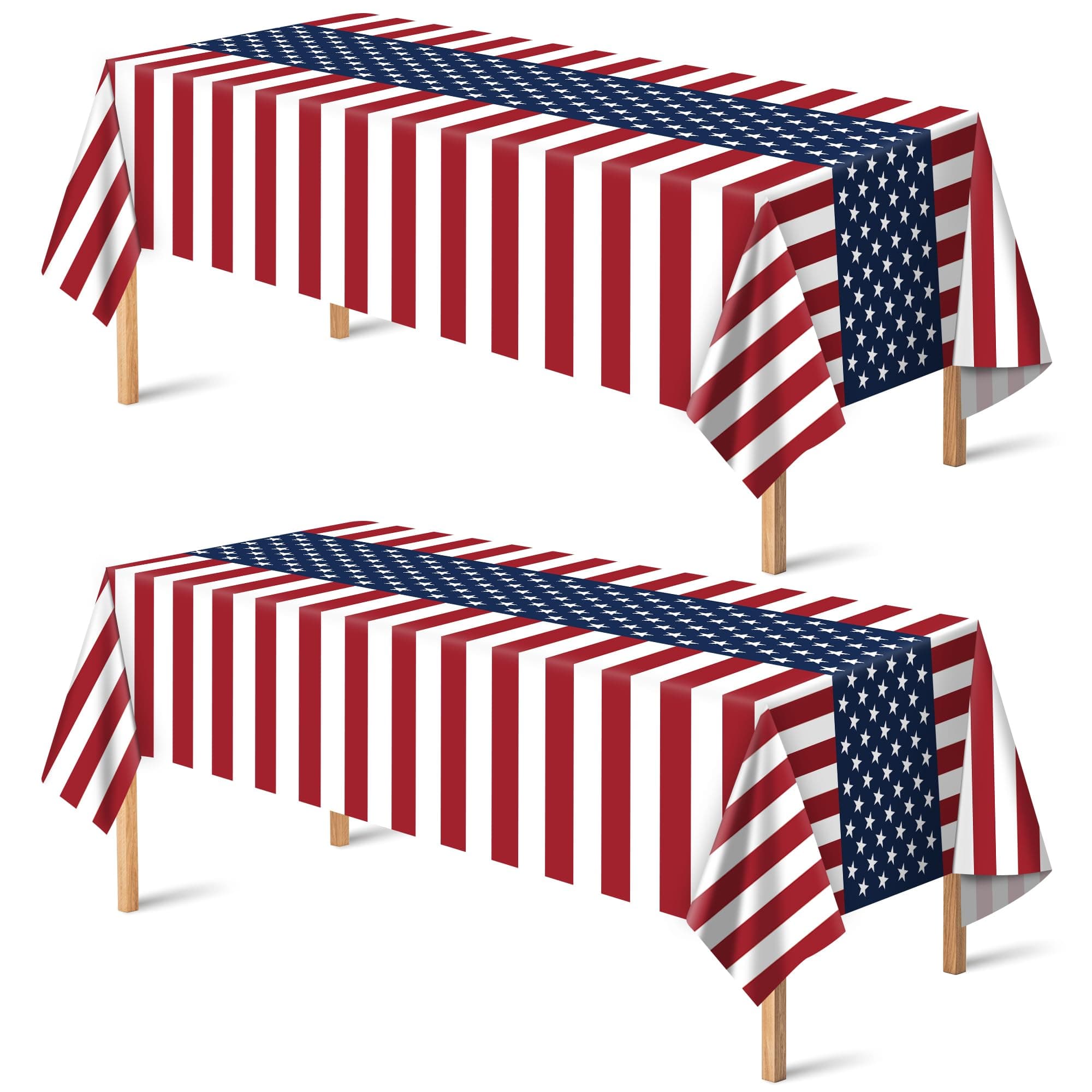 OHOME Veterans Day Decorations - Patriotic American Flag Plastic Tablecloth for 4th of July Decorations | Fourth of July Accessories for Home Outdoor Outside Party Favors,54"x108",2 Pack
