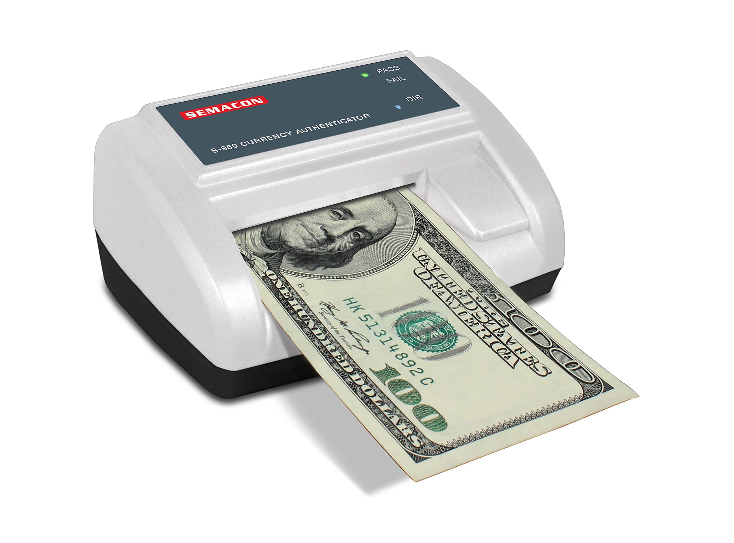 SemaconSemacon S-950 Compact Automatic Currency Authenticator/Counterfeit Detector, AC Operation Only, Pass/Fail Indicator, Compact Space-saving Design, Fast Processing and Results