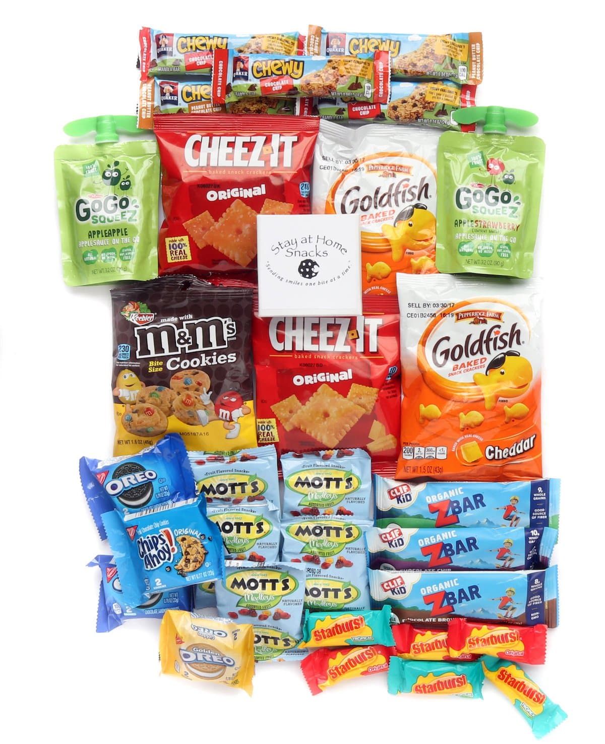 Healthy and Delicious Snack Package "Young at Heart" Box of 30 Items- Includes GoGo Sqeeze, Clifkidz, Oreo, Goldfish, Quaker Bars