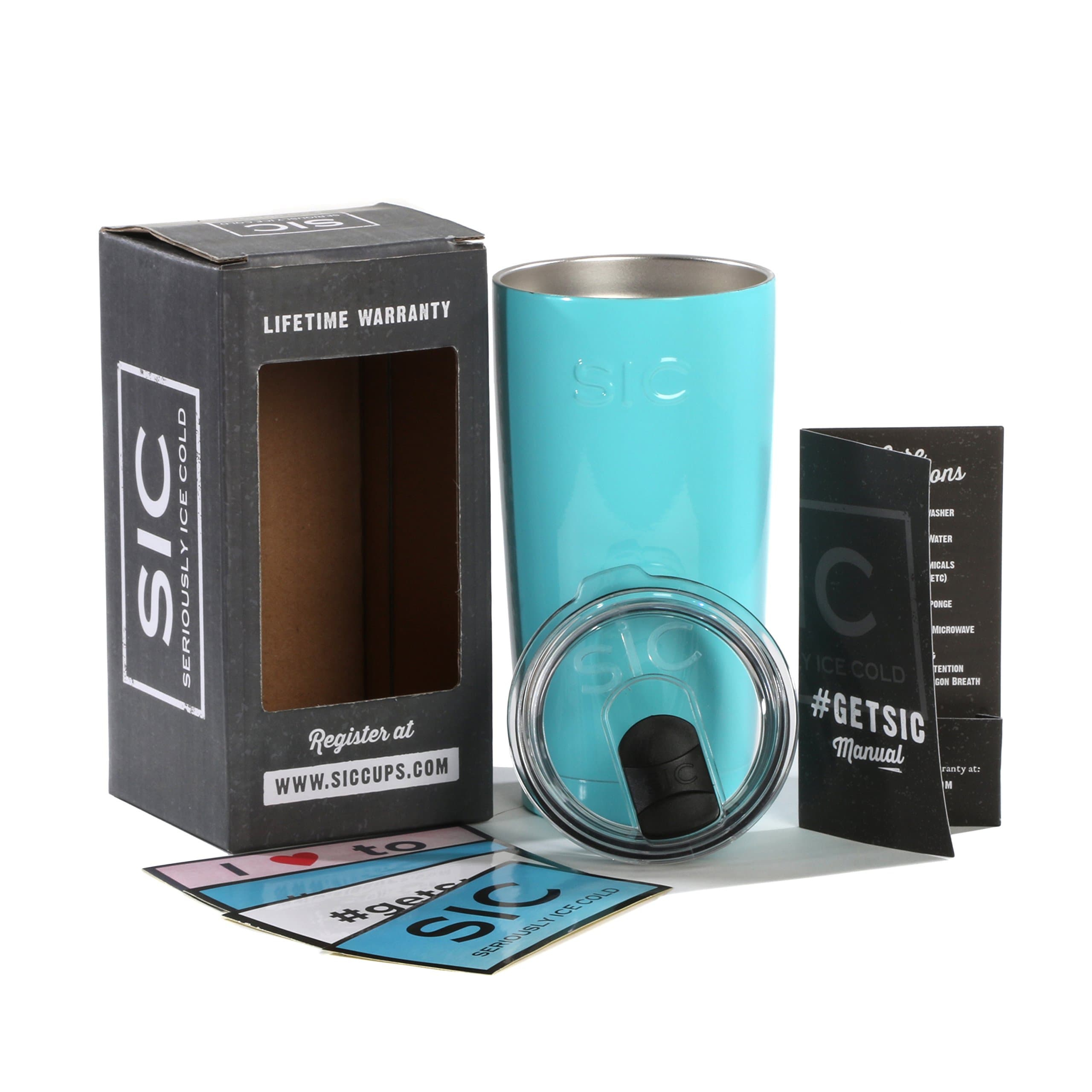 SIC Cups Insulated Tumbler, Seafoam Blue, 20oz.