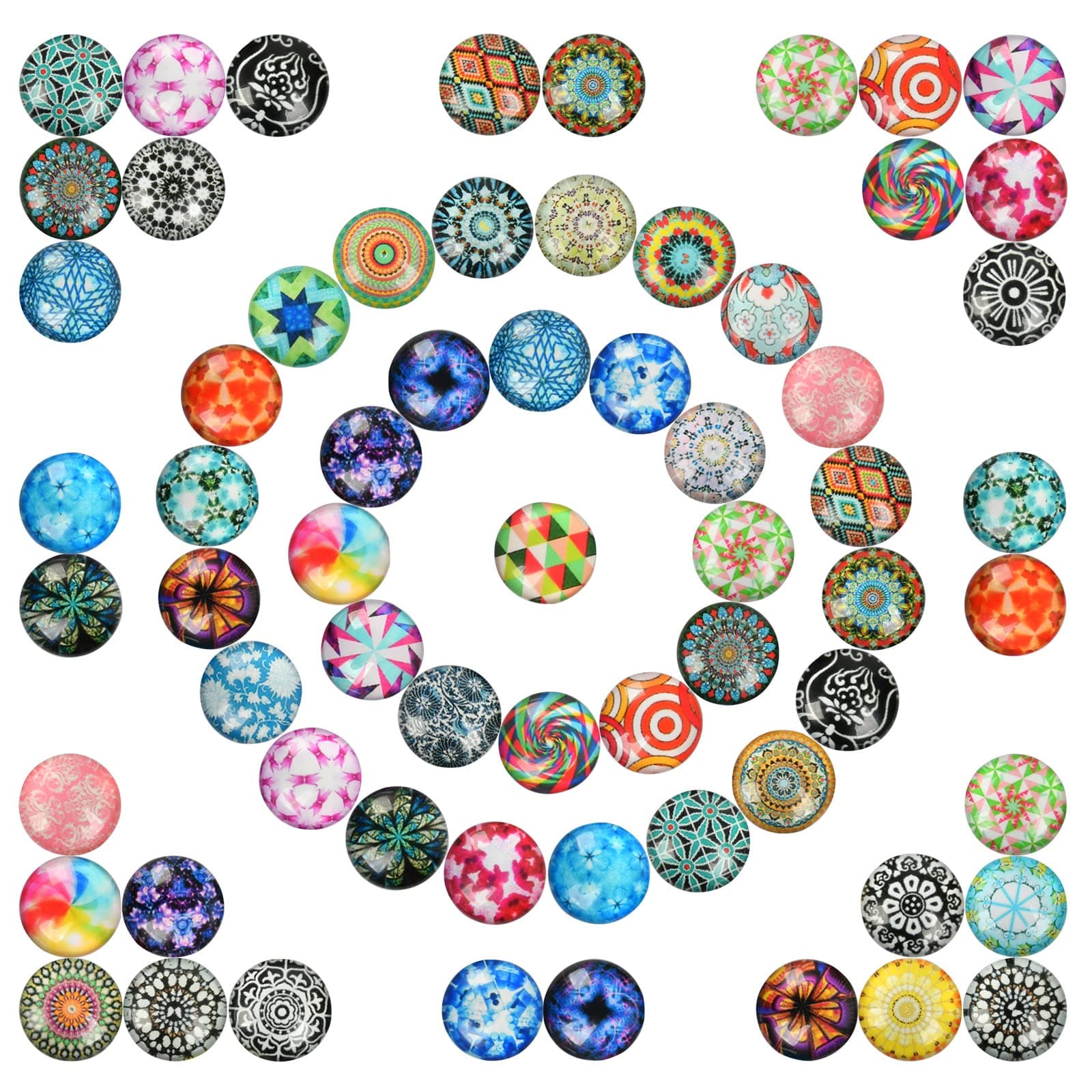 YANSHON 16mm Mosaic Tiles Round Craft Mosaic Printed Glass Mosaic Supplies for Art and Craft Jewellery Making(Mixed Colour, 200 Pieces)