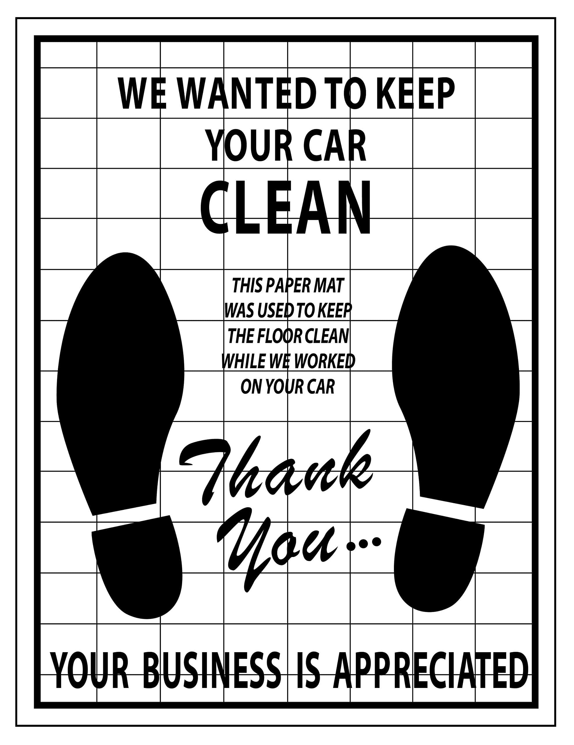 Airands Plastic Coated Paper Floor Mats for Cars – 500 Pack, 17x22” Water, Oil & Grease Resistant, Disposable Paper Mats, Thank You Imprinted Mat, Auto Floor Mat, Paper Car Mats