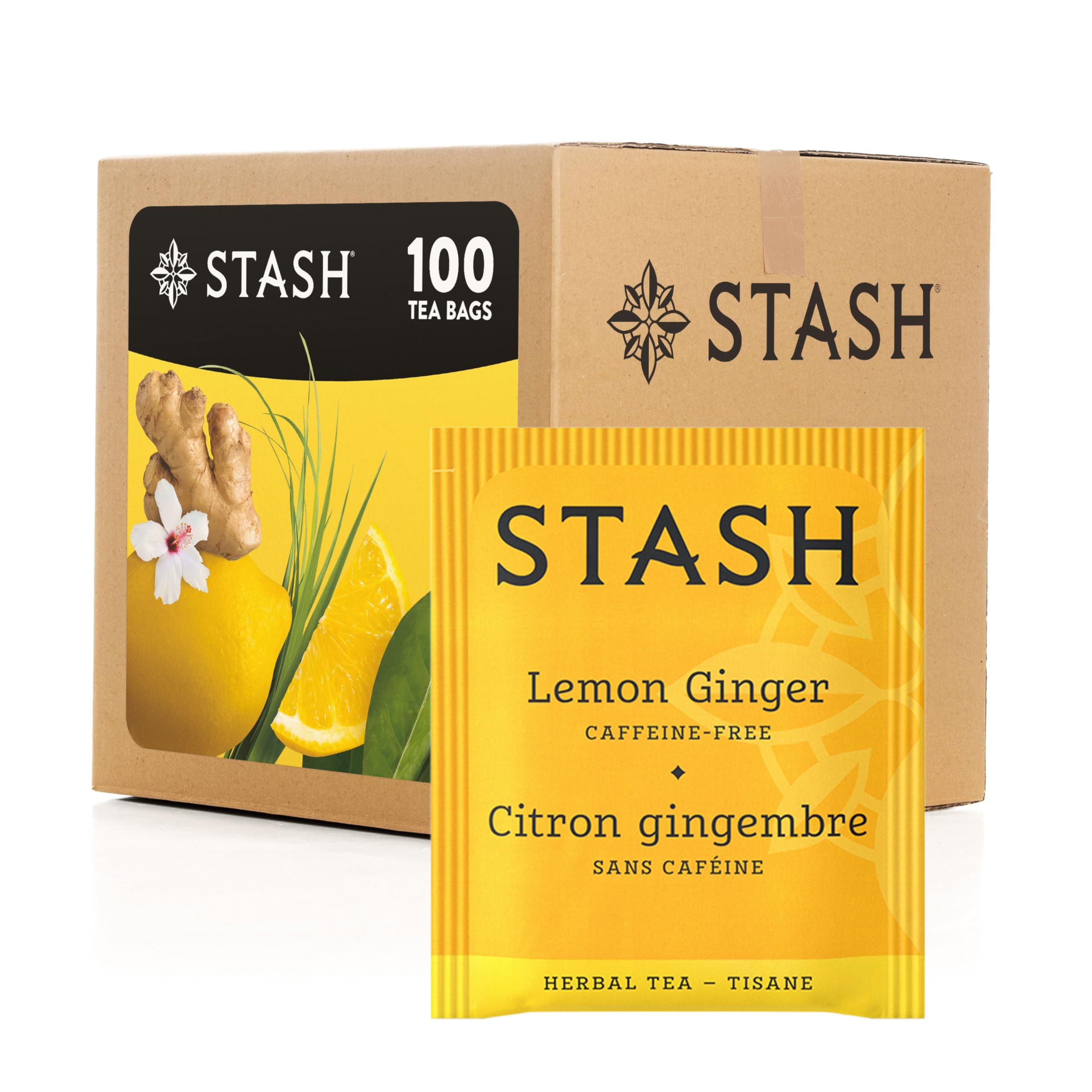 Tea Lemon Ginger Herbal Tea Box of 100 Tea Bags