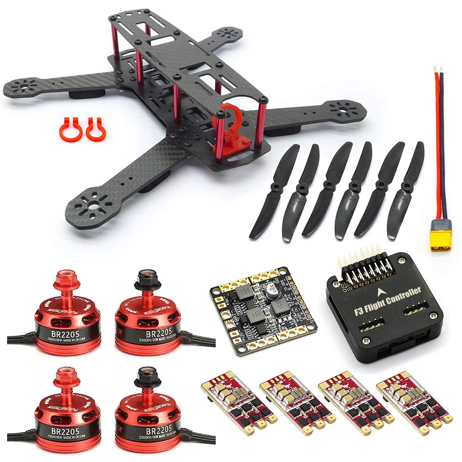 SpeedyFPV ZMR250 FPV Racing Drone Kit with F3 Flight Controller, 2205 Motors, 35A ESC