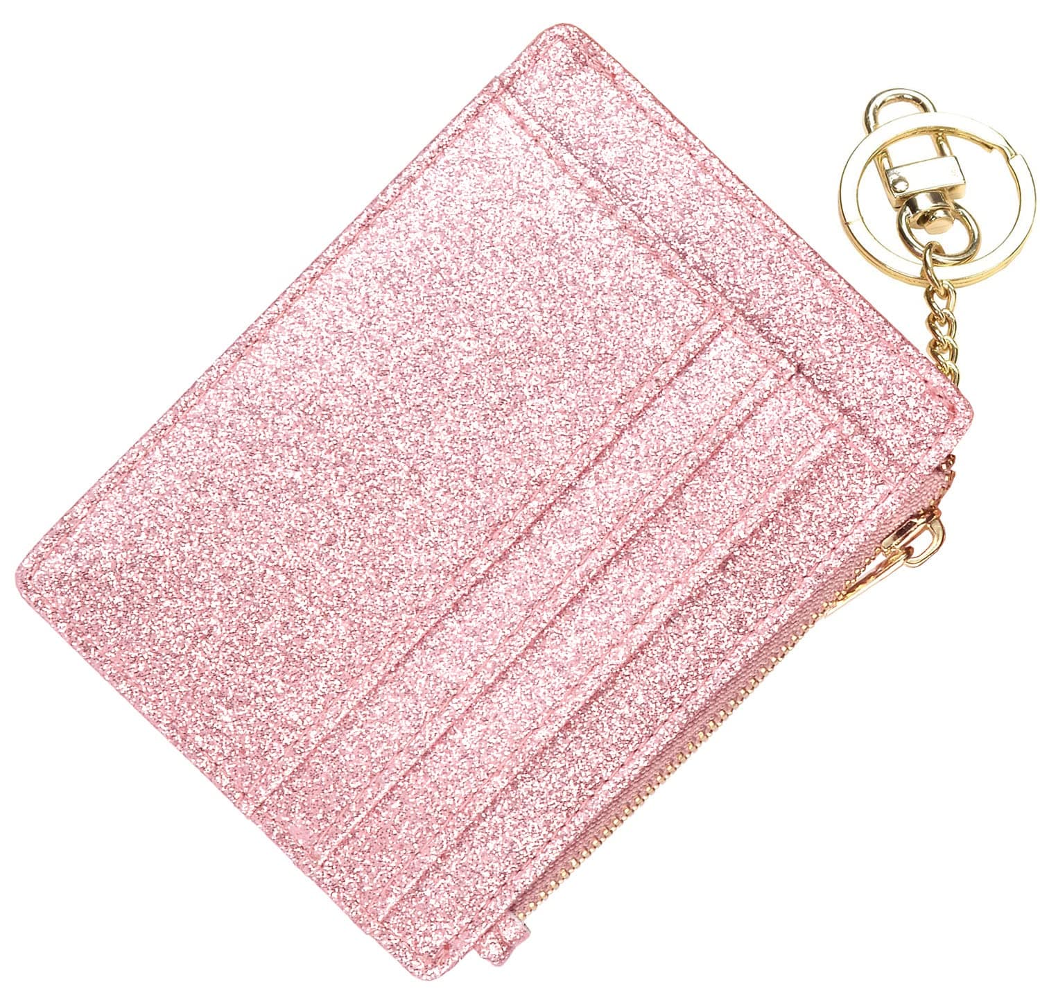 Slim RFID Credit Card Holder for Women Mini Front Pocket Wallet Purse With Keychain