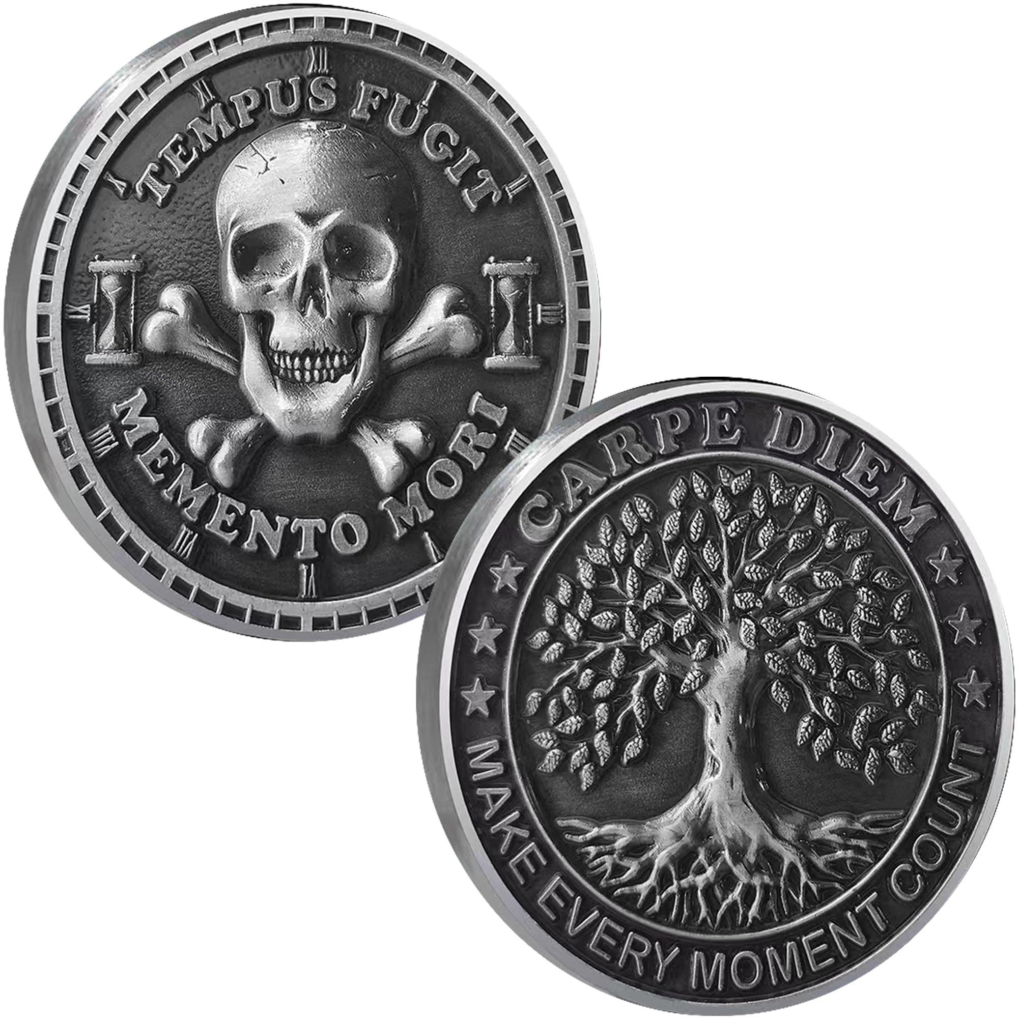 Yakin shop Memento Mori Coin for Daily Stoic Practice EDC Challenge Coin Stoicism Medallion Tree of Life Stoic Reminder
