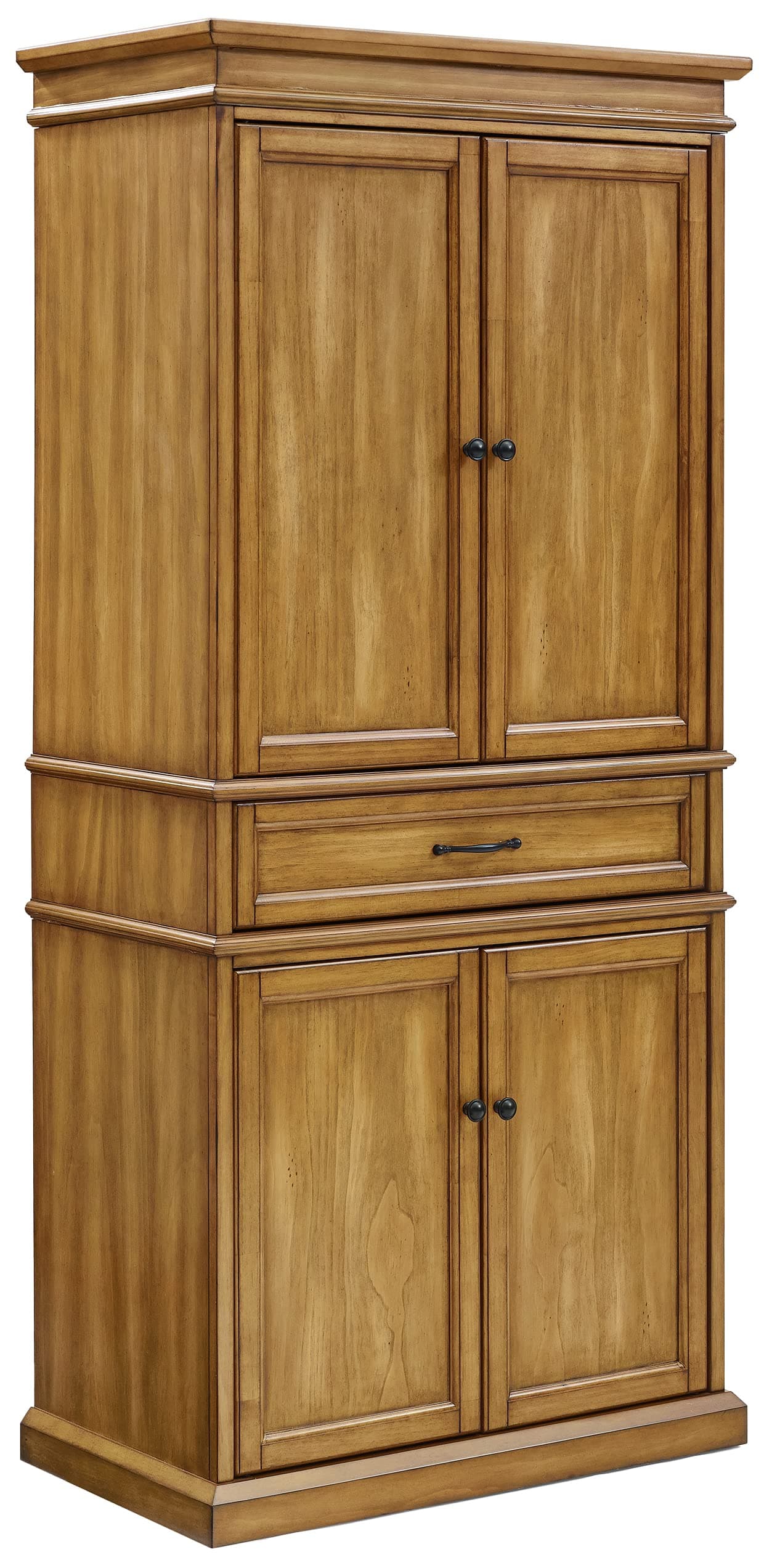Crosley Furniture Parsons Traditional Pantry Storage Cabinet with Shelves, Kitchen, Dining, or Laundry Room, Natural Finish