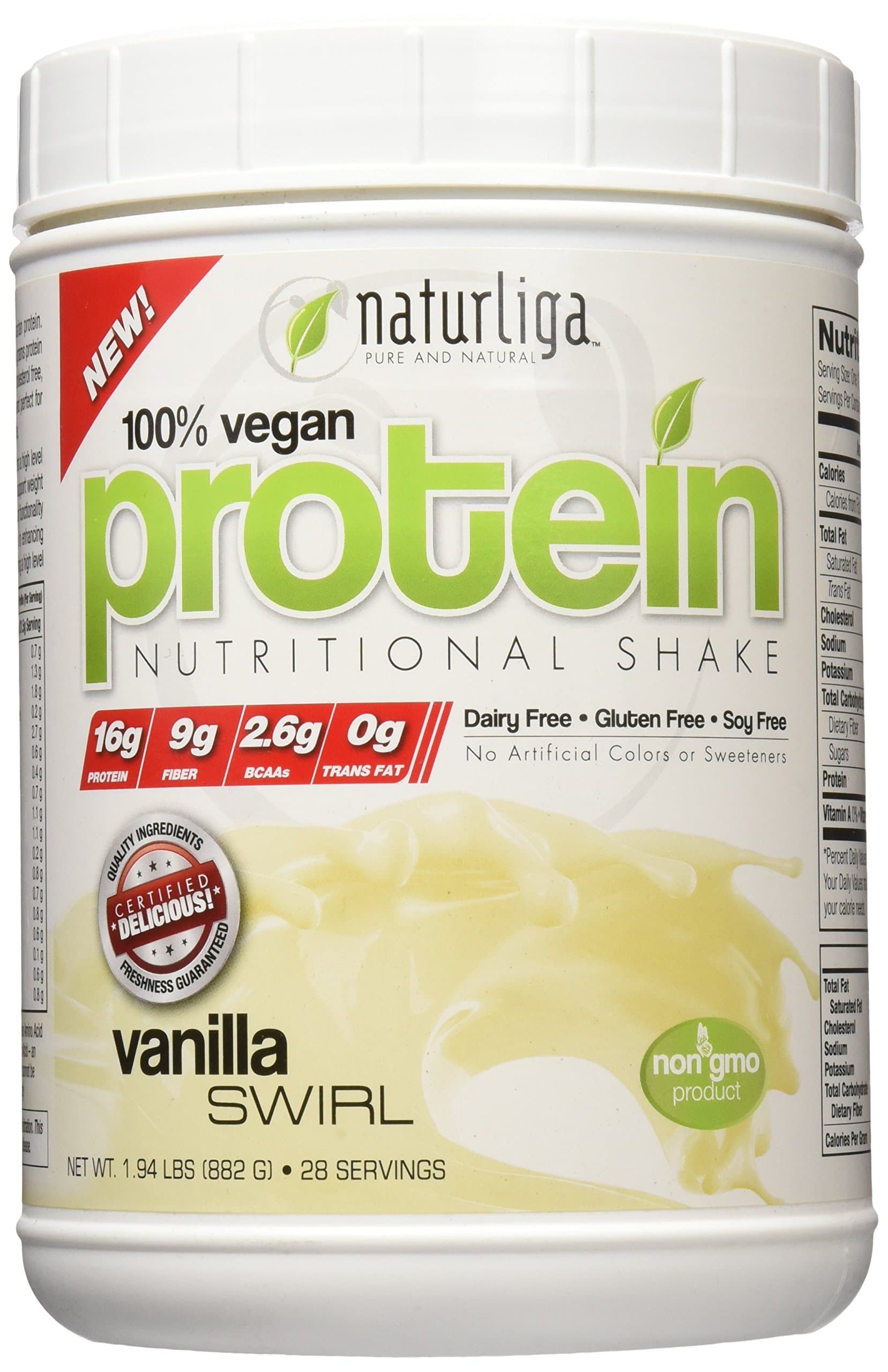Max Muscle Sports Nutrition Naturliga 100% Vegan Protein, Vanilla Swirl, 1.94lbs(28 servings)