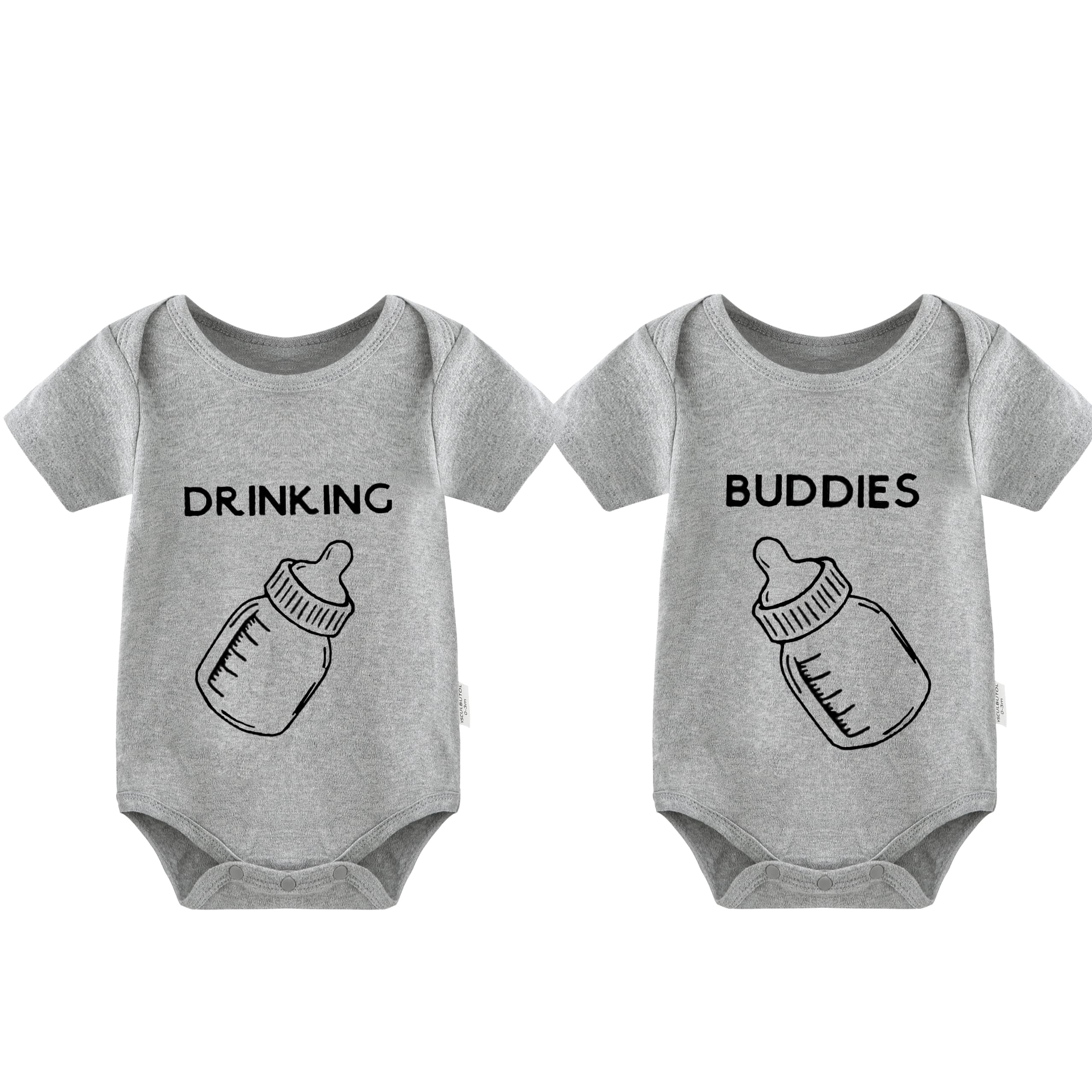 Baby Twins Bodysuit Drinking Buddies Newborn Baby Romper Twins Boy Girl Matching Outfits Triplets Set