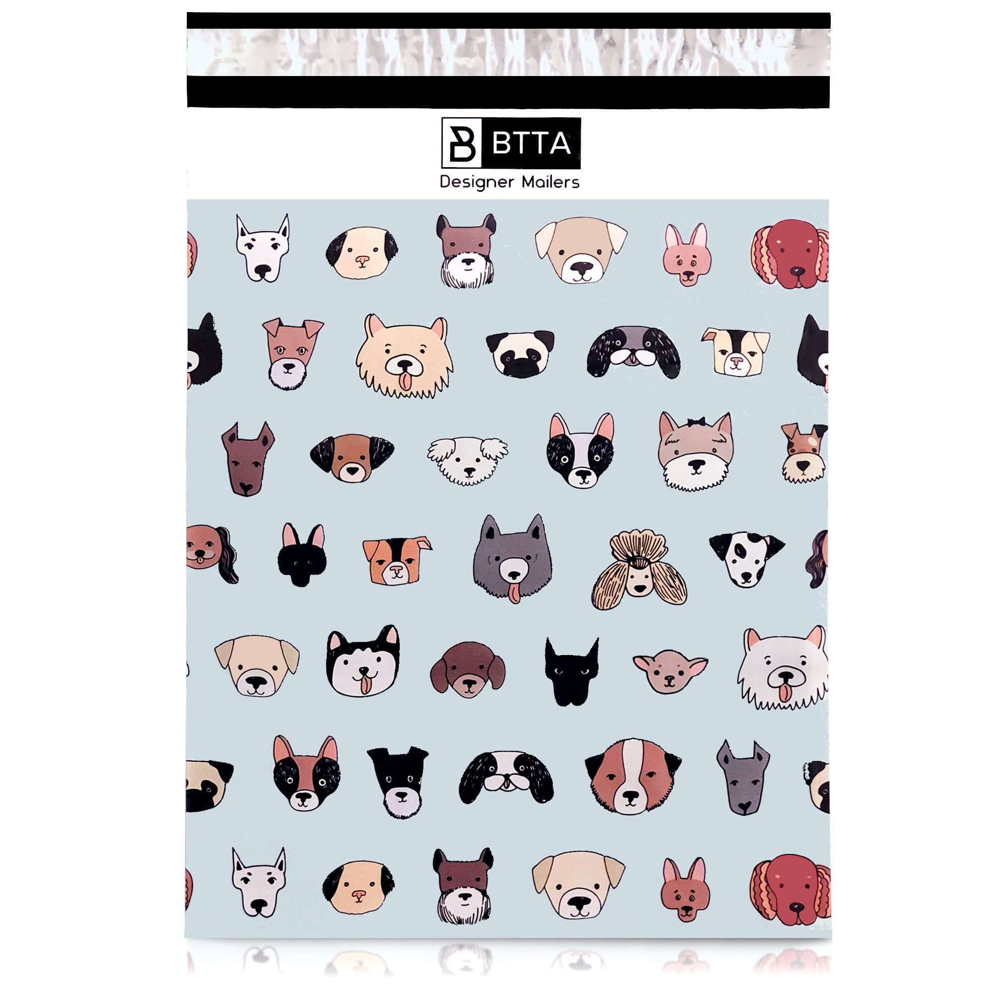 100 Pack 10x13 Dogs and Puppies Animal Poly Mailers Shipping Envelopes Bags with Custom Designer Printed Boutique Pattern c