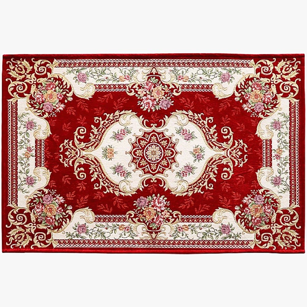 Oriental Traditional Floral Area Rugs, Thick Soft Non Slip Large Carpet, for Living Room Dining Room Bedroom Sitting Room Entryway Hallway Doorway (6'6''x9'6'', Wine Red)