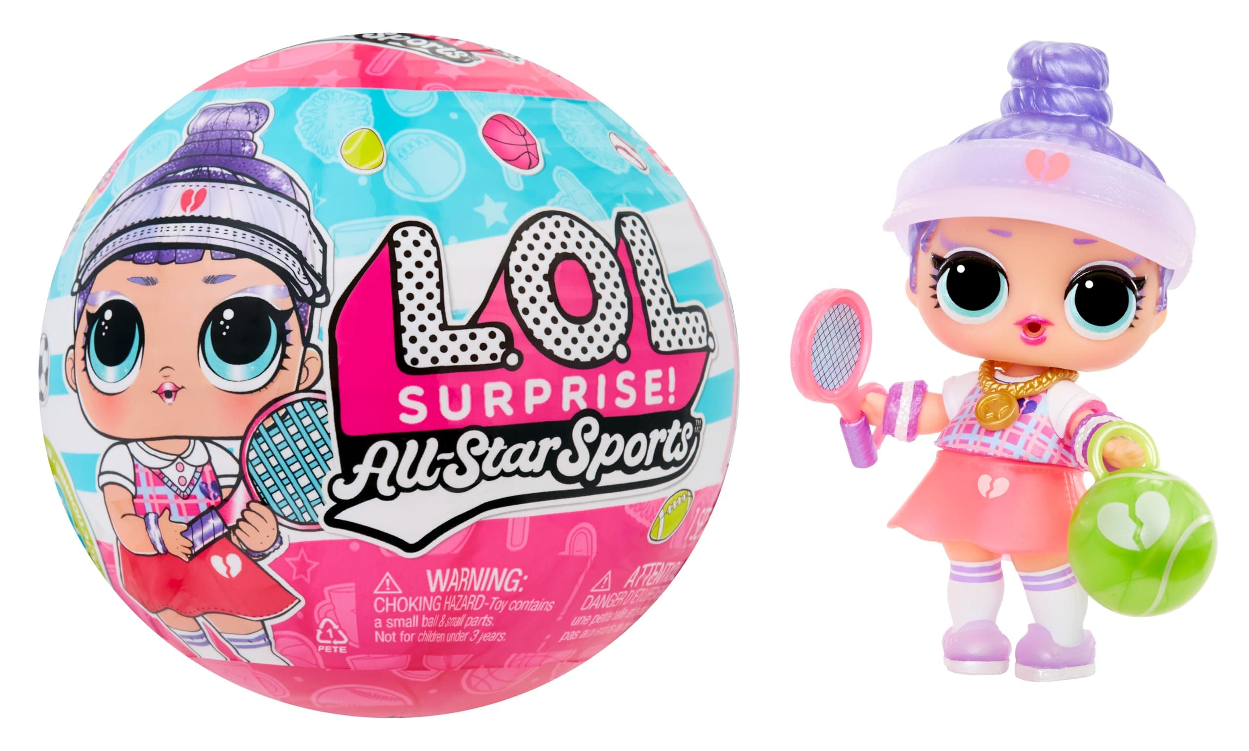 LOL Surprise All Star Sports Vault Tots for Kids, 12 Collectible Dolls with Sports Accessories, Balls, Fashions, Bottle, Medal & Trading Card, Blind Packaging, Tennis, Soccer, Football & Cheer