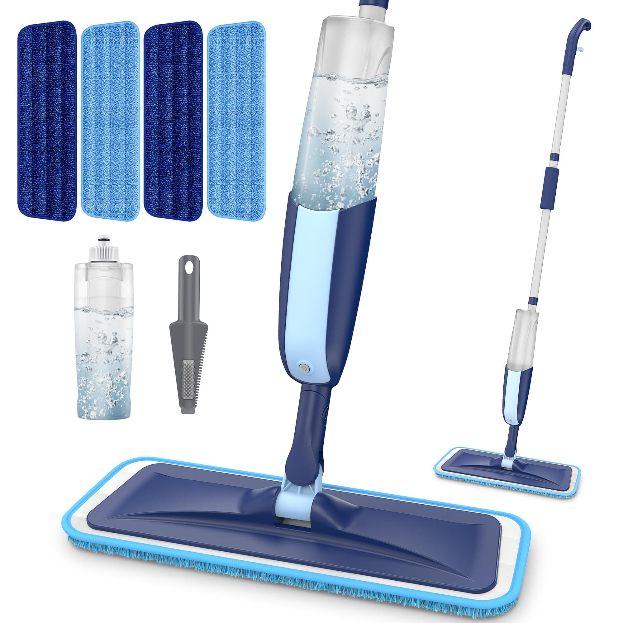 - Microfiber Wet Spray Mops for Hardwood Floor Cleaning, Dry Wet Dust Wood Floor Mop with 4 Reusable Washable Mop Pads Refills Fit for Swiffer Power Mop, Flat Floor Mop for Laminate Ceramic Vinyl Tile