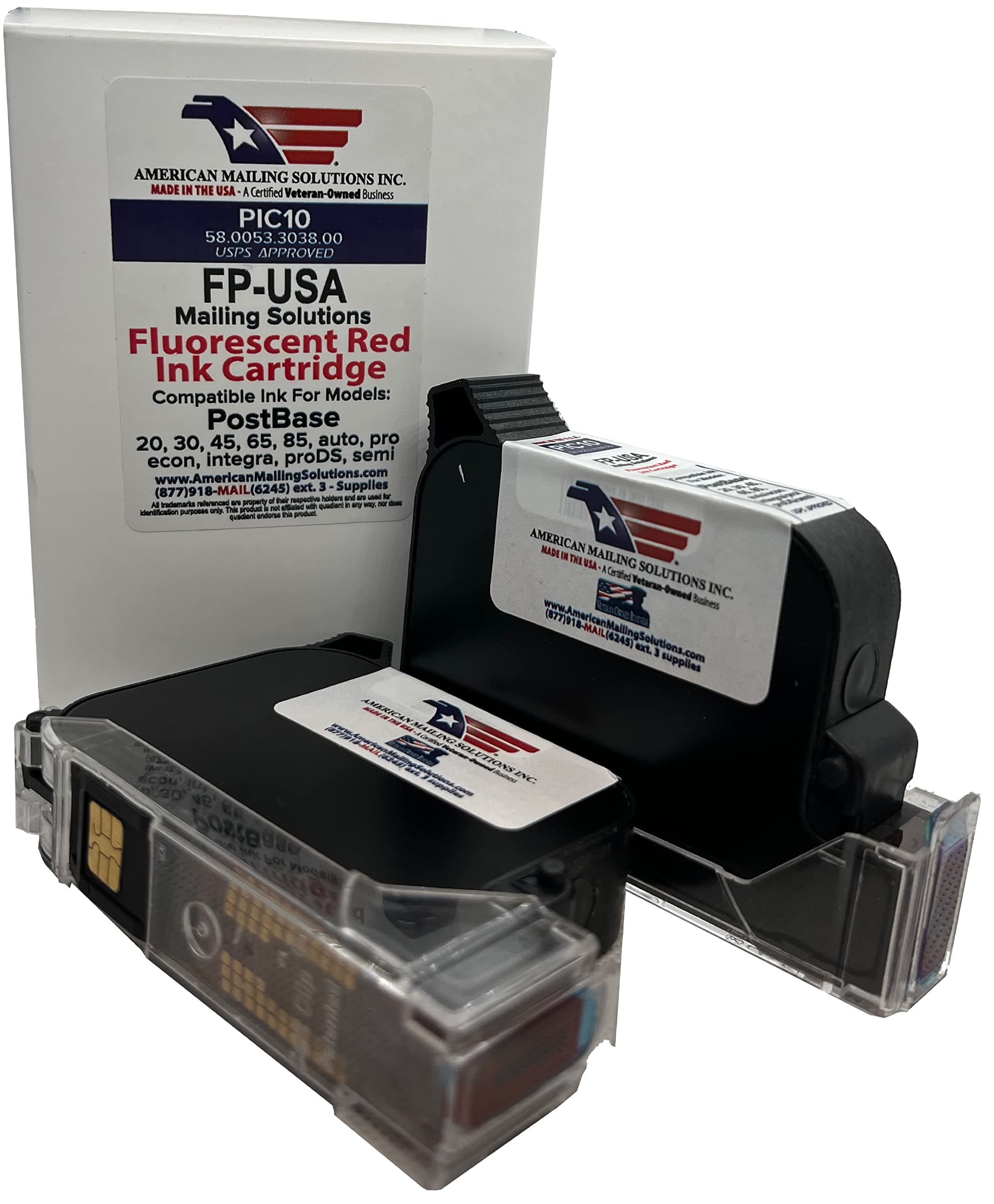 FP PostBase PIC10 Fluorescent Red Replacement Ink Cartridge for PostBase Postage Meters (Not for MyMail or Mini)