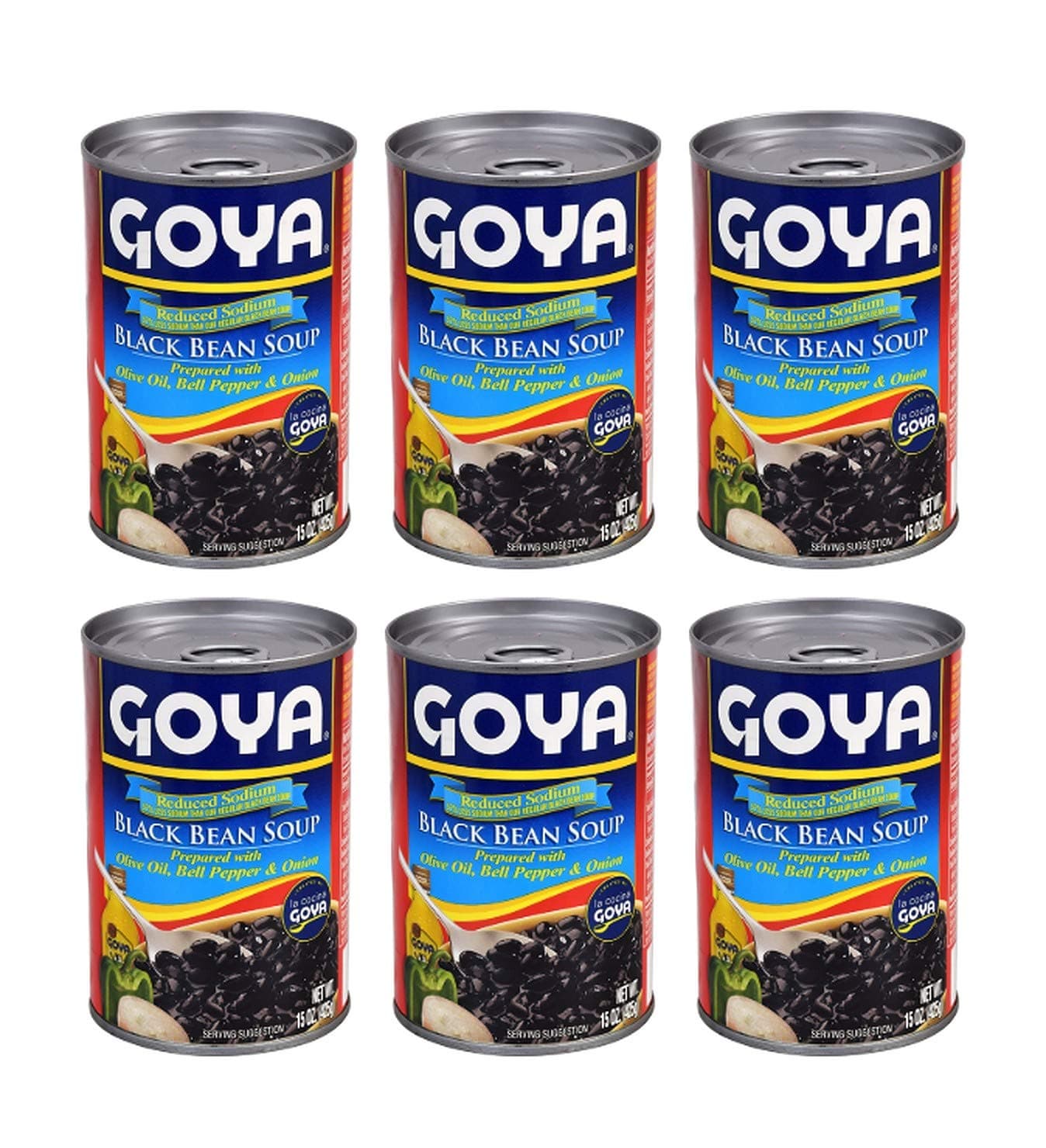 Goya Guisadas Ready-to-Eat Reduced Sodium Black Bean Soup (6 Pack, Total of 90oz)