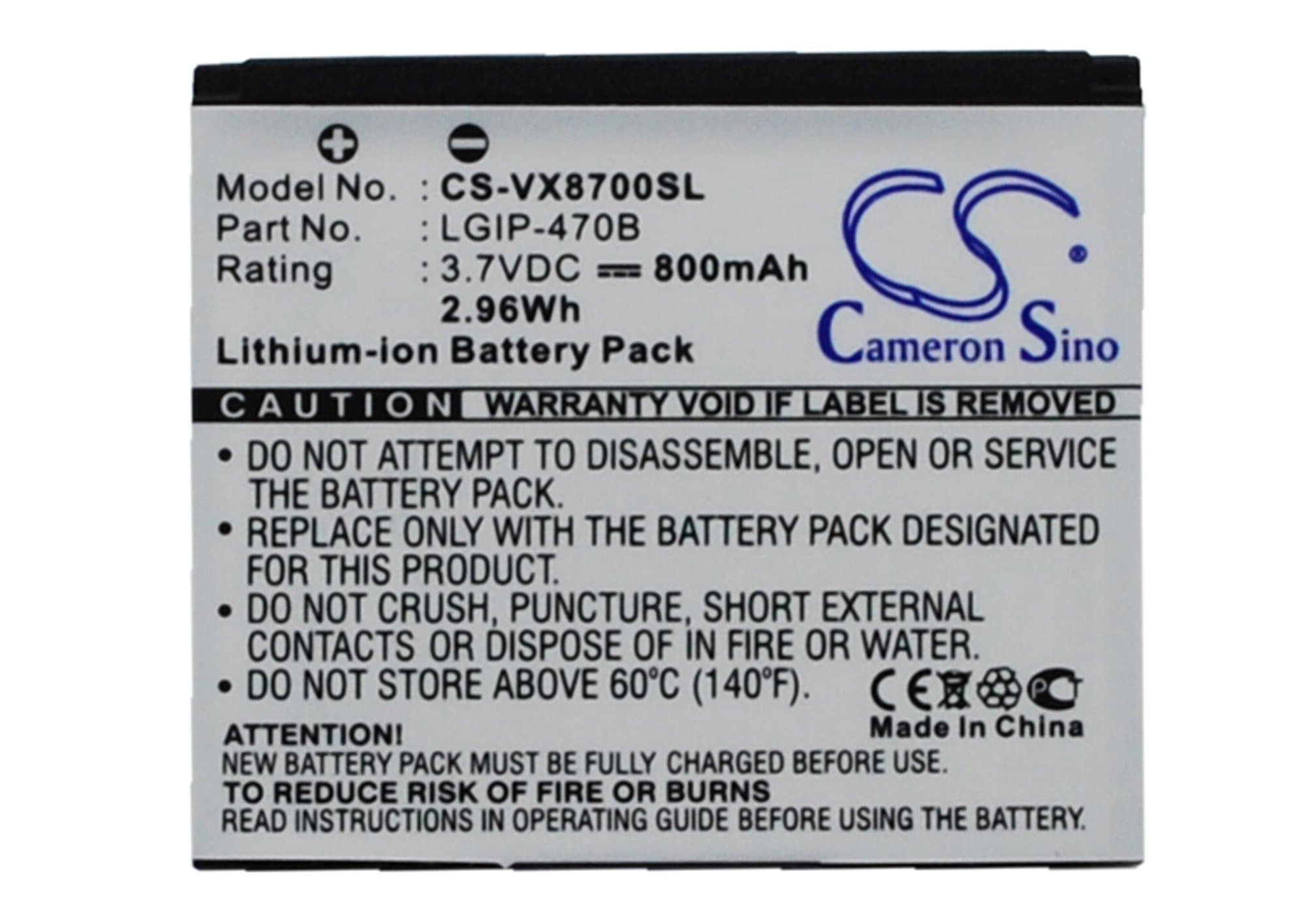Battery for LG LX-570, 3.7V, 800mAh, Li-ion