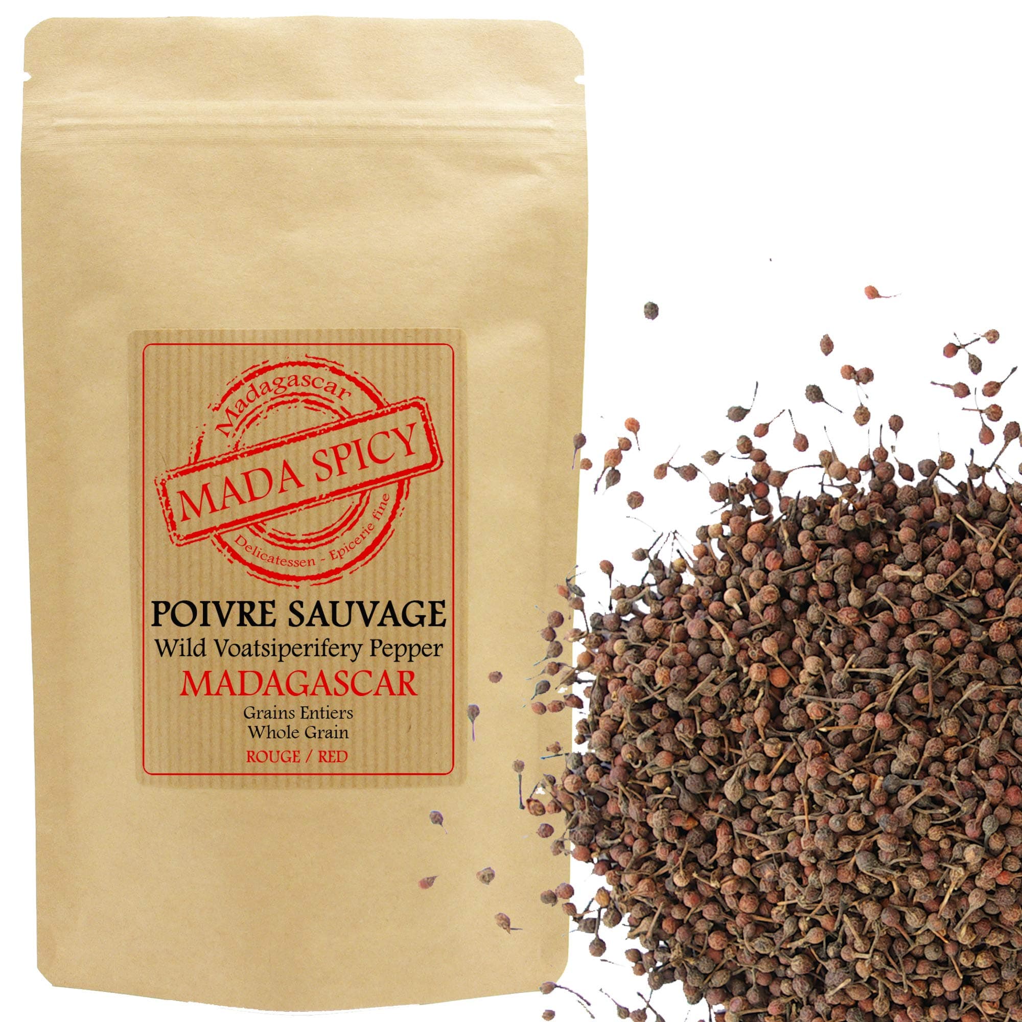 Madagascan Wild red peppercorns “Voatsiperifery” 100g in eco-Friendly ziplock Bag
