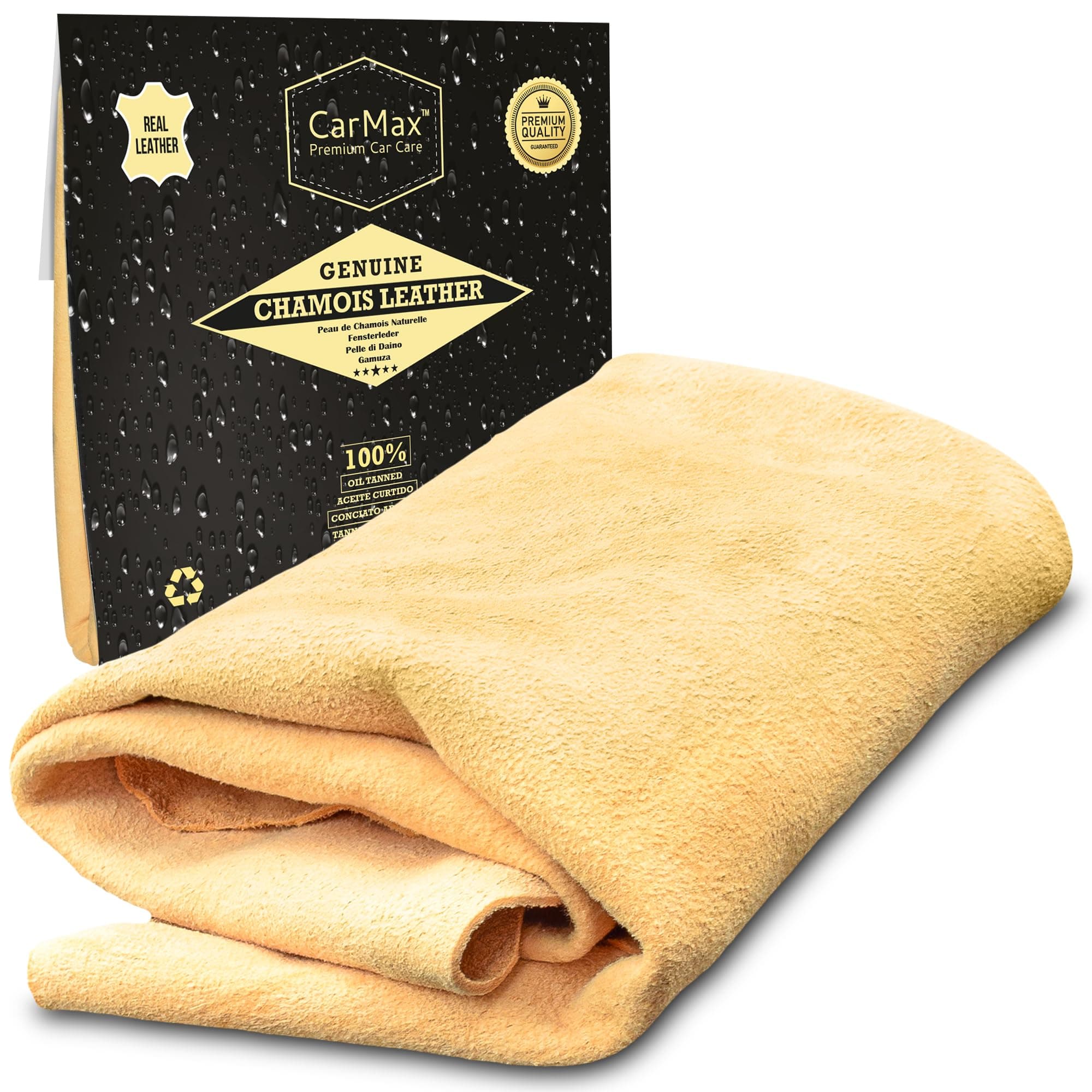 Grade Natural Chamois Leather - Large - Perfect for drying off the whole glass, mirrors, inside and out, super soft and highly absorbent, Made in Europe