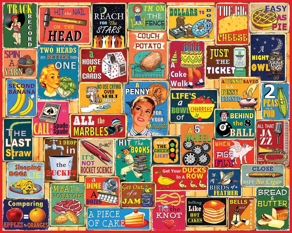 1000 Piece Jigsaw Puzzle Vintage Sayings Collage Puzzles with Large Pieces for Adults and Family 24"x30" - Things We Say