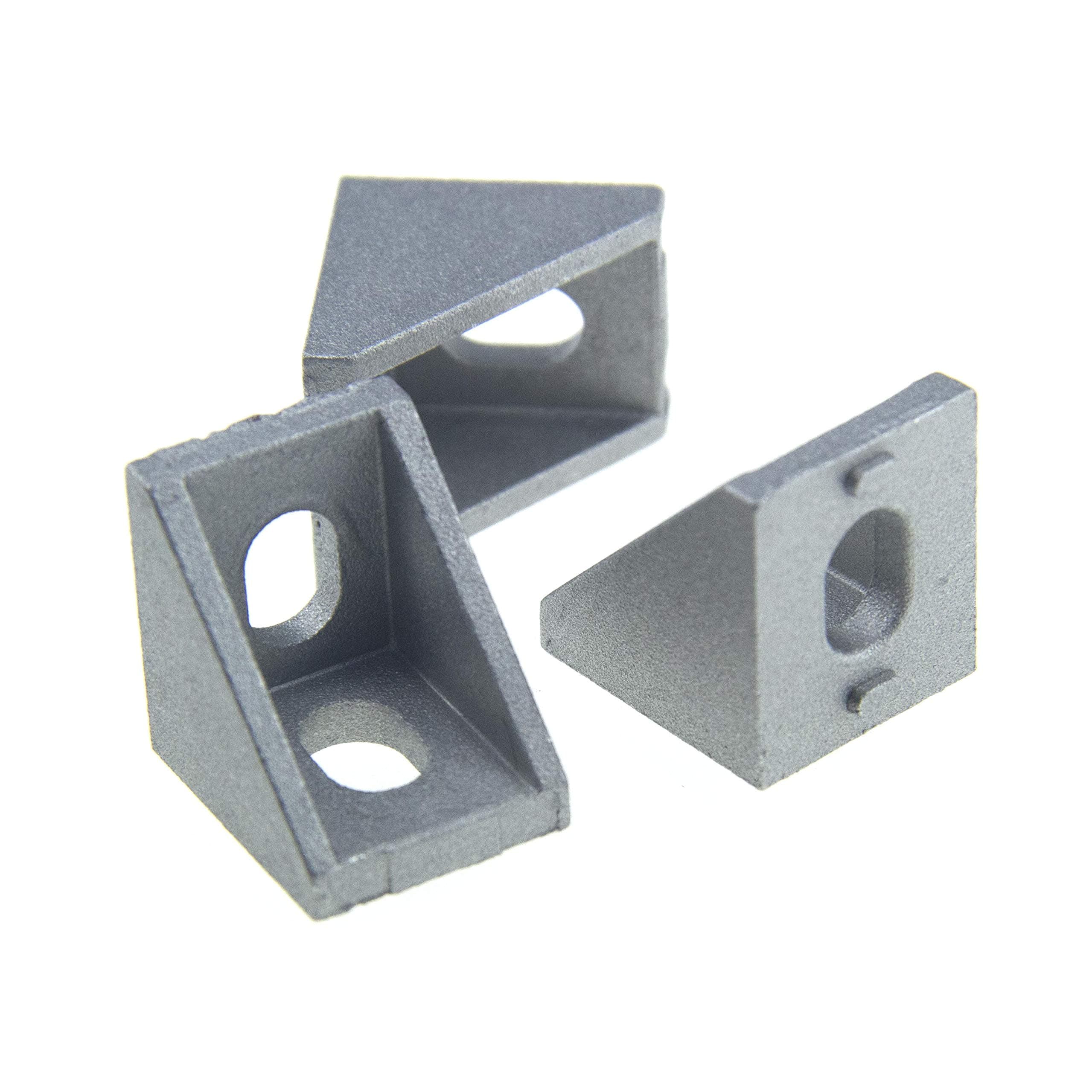 Binzzo Corner Bracket 2 Hole Right Angle 20x20x17mm Cast Aluminum for 2020 Series Aluminum Extrusion Profile Rails with 6mm Slot Alignment Tabs 4mm for 3D Printer Frame Screw Holes 9mm6mm 18pcs