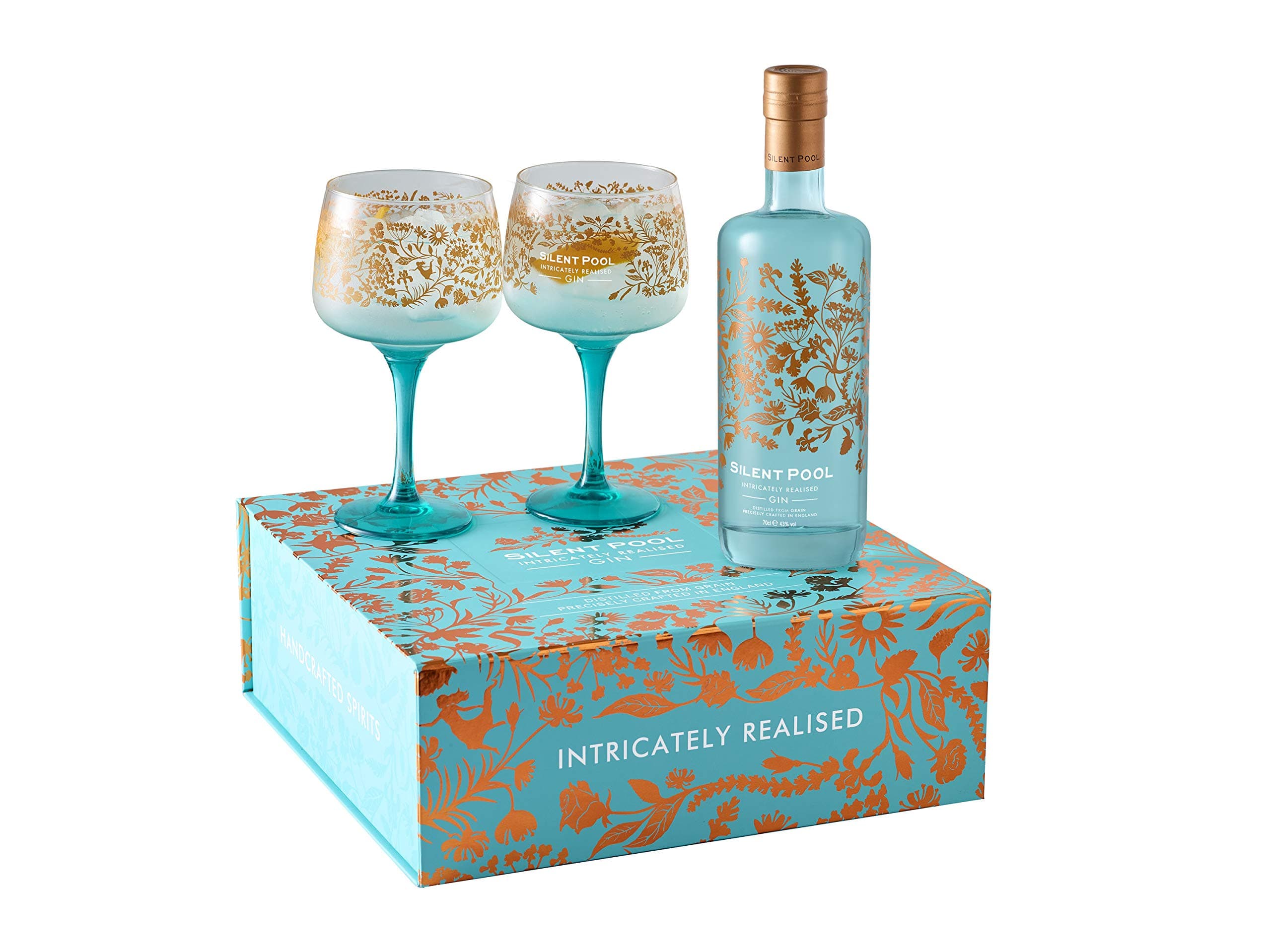 Ultra Premium London Dry Gin Gift Box With 2 Copa Glasses - Award-Winning - Layered, Fragrant, Balanced - To Enjoy Over Ice - Couple Ultimate Gin Gift - 43% ABV - 70 cl